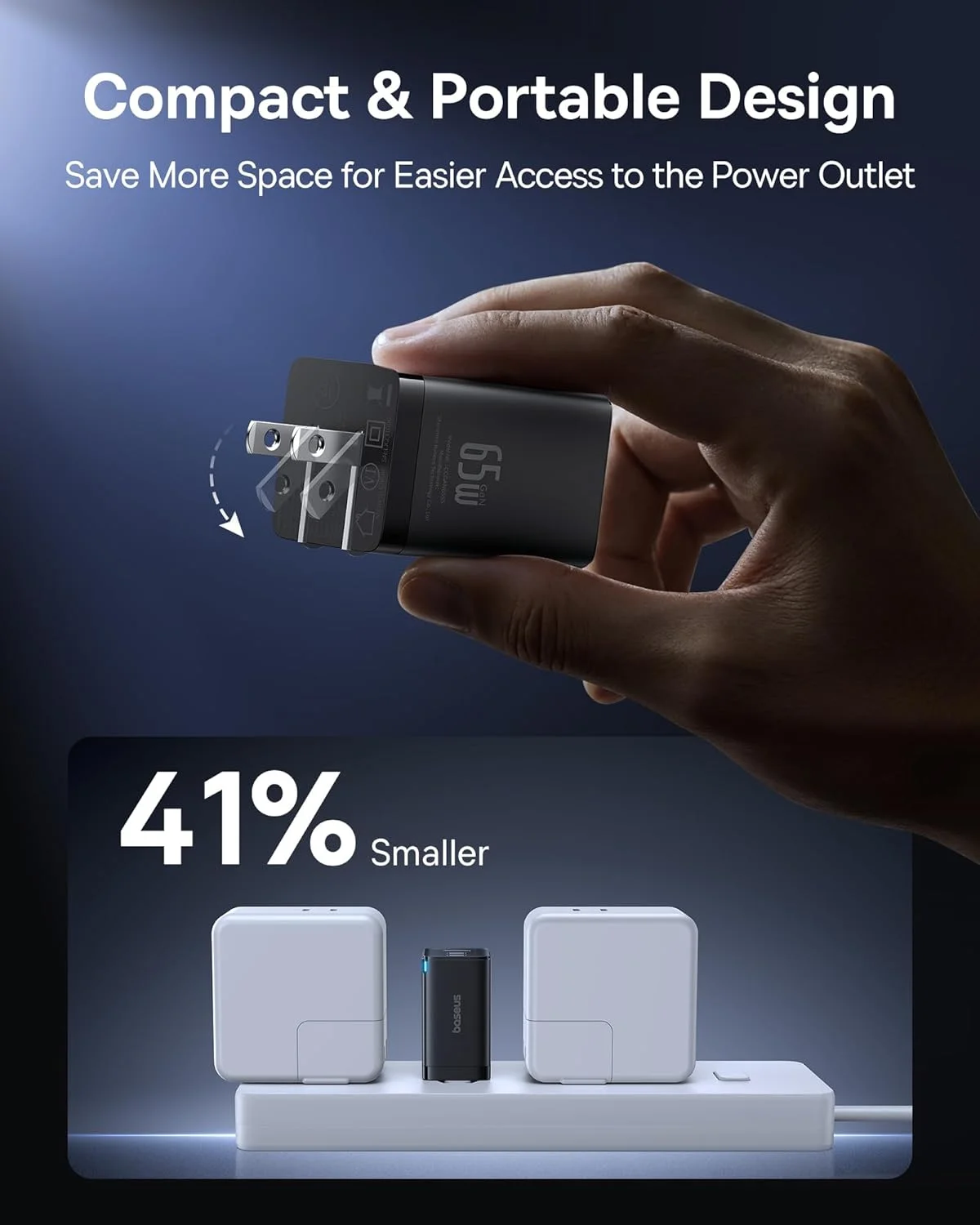 شارژر دیواری دو عددی 65 واتی USB C بیسوس، شارژر سریع و جمع و جور تاشو 3 پورت USB C برای مک بوک، آیپد پرو، گلکسی S24، آیفون 17/16 و سری های دیگر شارژر دیواری دو عددی 65 واتی USB C بیسوس، شارژر سریع و جمع و جور تاشو 3 پورت USB C برای مک بوک، آیپد پرو، گلکسی S24، آیفون 17/16 و سری های دیگر