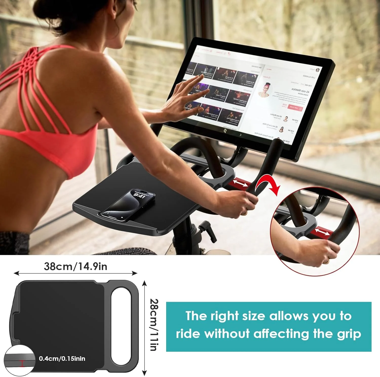 نگهدارنده سینی رومیزی سازگار با دوچرخه پلوتون (نه مدل پلاس) برای تبلت ها، لپ تاپ ها، کتاب ها، تلفن ها و غیره - سطح کار حین رکاب زدن، لوازم جانبی دوچرخه برای پلوتون