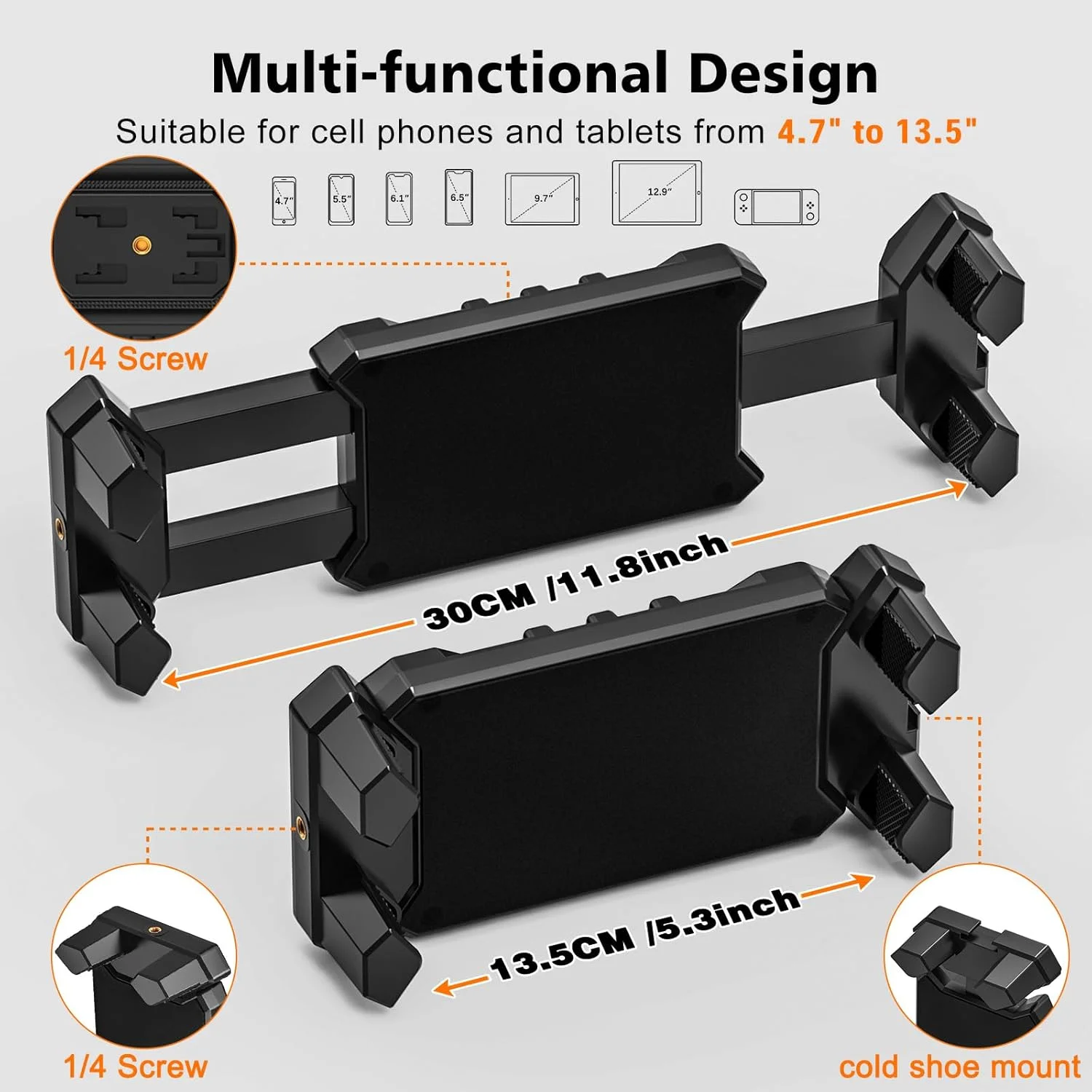 iPad Stand Holder, Tablet Desk Mount for Office, Kitchen, Bedroom, 360° Swivel Heavy Duty Base, Adjustable, Foldable Tablet Clamp Mount for 4.7-13.5 inch Tablets iPad Pro/Air/Mini, Galaxy Tabs