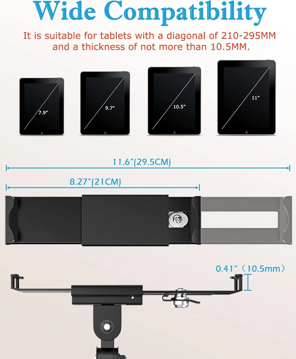 پایه دیواری آیپد، نگهدارنده تبلت ضد سرقت با قفل و کلید، پایه آیپد پرو با چرخش 360 درجه، سازگار با تبلت های 7-11 اینچی (آیپد، گلکسی تب، اسلیت، فایر) - مشکی