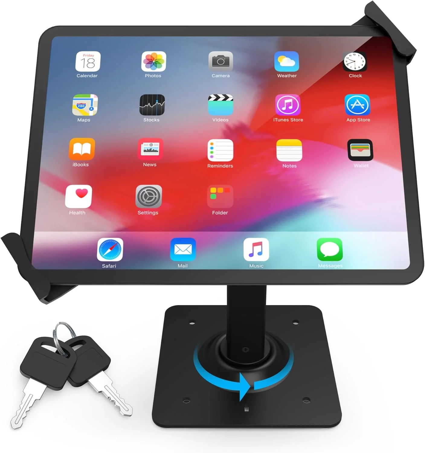 پایه کیوسک تبلت آلومینیومی، هولدر قفل‌دار ضد سرقت تبلت POS برای تبلت‌های 7.9 تا 11 اینچی، براکت و پایه چرخان 360 درجه، پایه رومیزی امنیتی برای تبلت‌های آیپد، آیپد پرو/ایر، سامسونگ