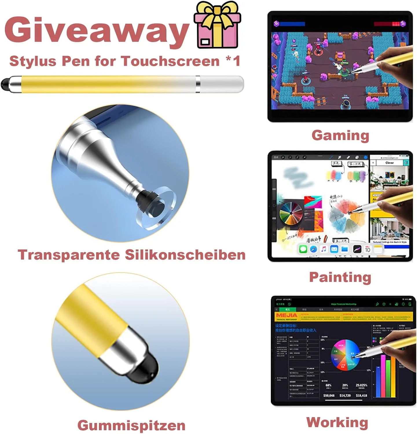 پایه تبلت آکریلیک برای میز، پایه شفاف نگهدارنده آیپد با پایه چرخان 360 درجه سازگار با آیپد پرو ایر مینی (مشکی)