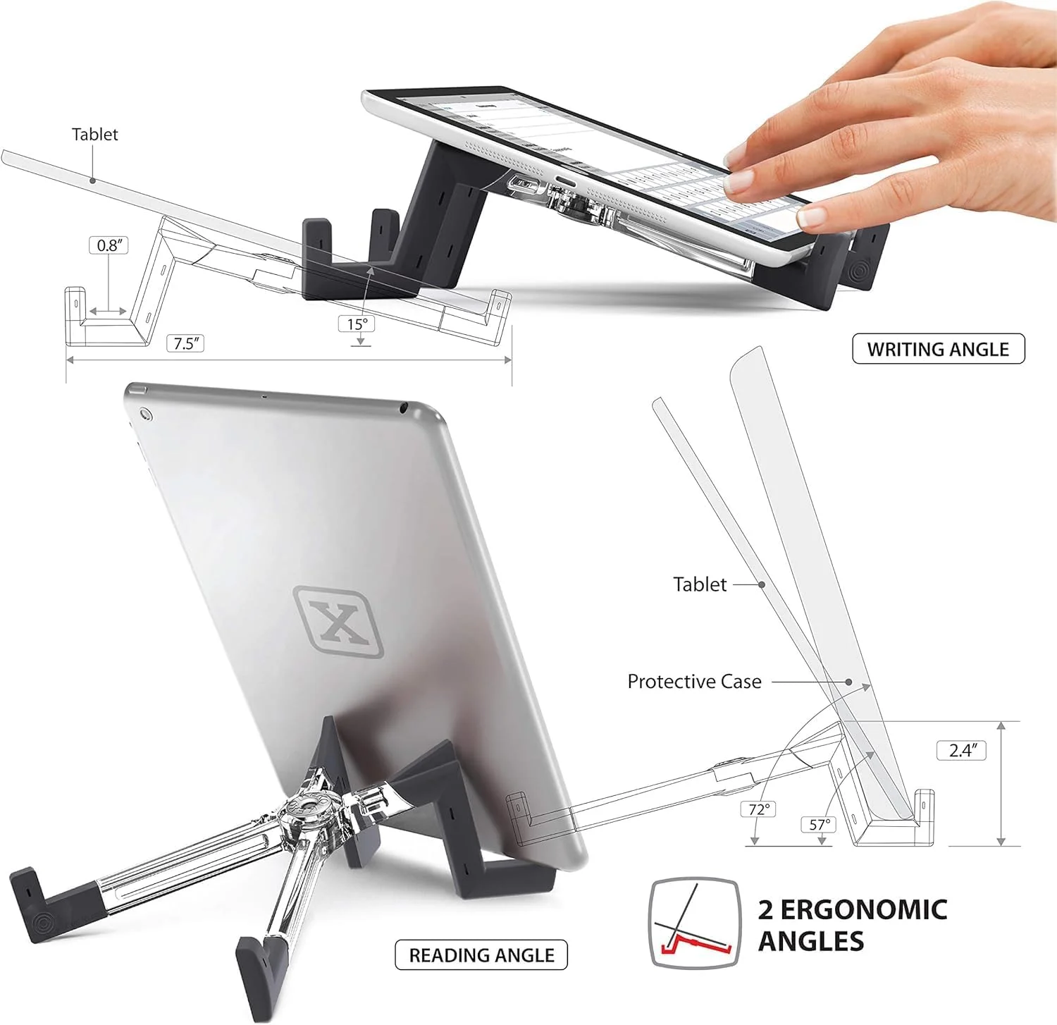 پایه نگهدارنده تبلت جهانی KEKO - سازگار با اپل آیپد، سامسونگ گلکسی، کیندل فایر، کتابخوان های الکترونیکی، تلفن های هوشمند و موارد دیگر - قرمز