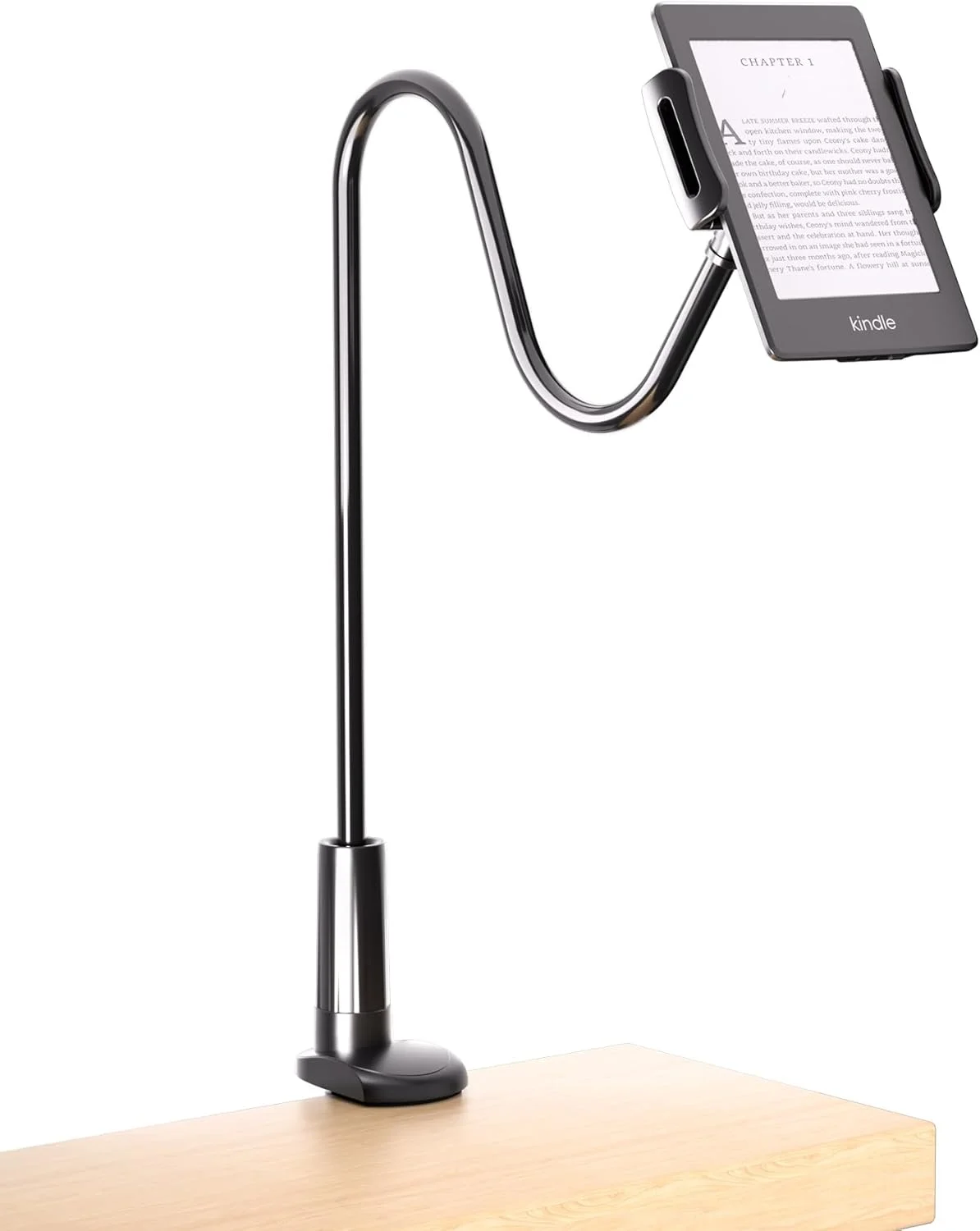پایه گردنی انعطاف پذیر برای مطالعه با کیندل در تخت، استند بازوی تنبل رومیزی کنار تخت بدون نیاز به دست، سازگار با آیپد مینی آیفون