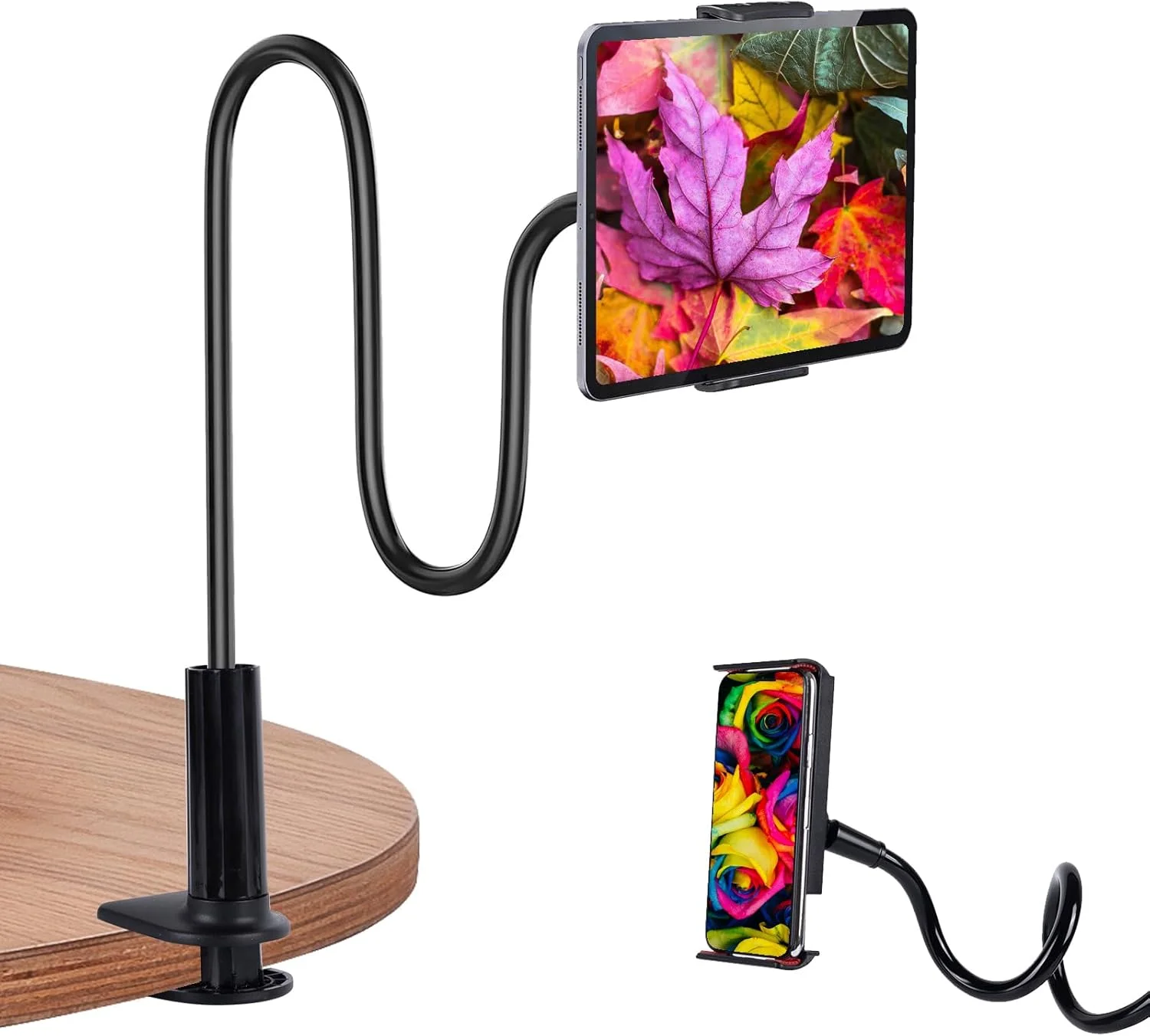 پایه تبلت گردن غازی برای تخت، گیره نگهدارنده تبلت بازوی بلند انعطاف پذیر قابل تنظیم، سازگار با آیپد مینی، کیندل، سوییچ و همه دستگاه های 4 تا 9 اینچی