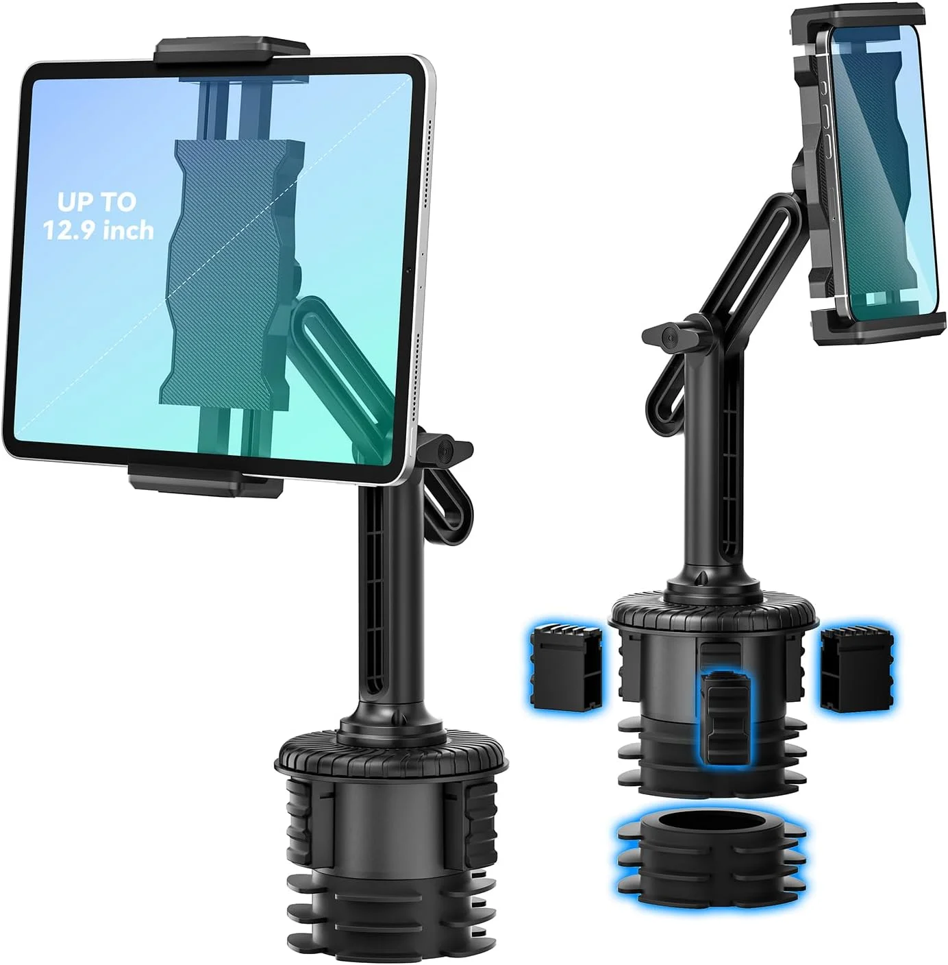 نگهدارنده تبلت KDD برای خودرو، پایه نگهدارنده آیپد با بازوی بلند قابل تنظیم برای نصب در کامیون، پایه نگهدارنده جهانی لیوانی خودرو مناسب برای تبلت و گوشی 4.7-13 اینچی برای آیپد پرو، گلکسی، سوییچ، لوازم جانبی سفر