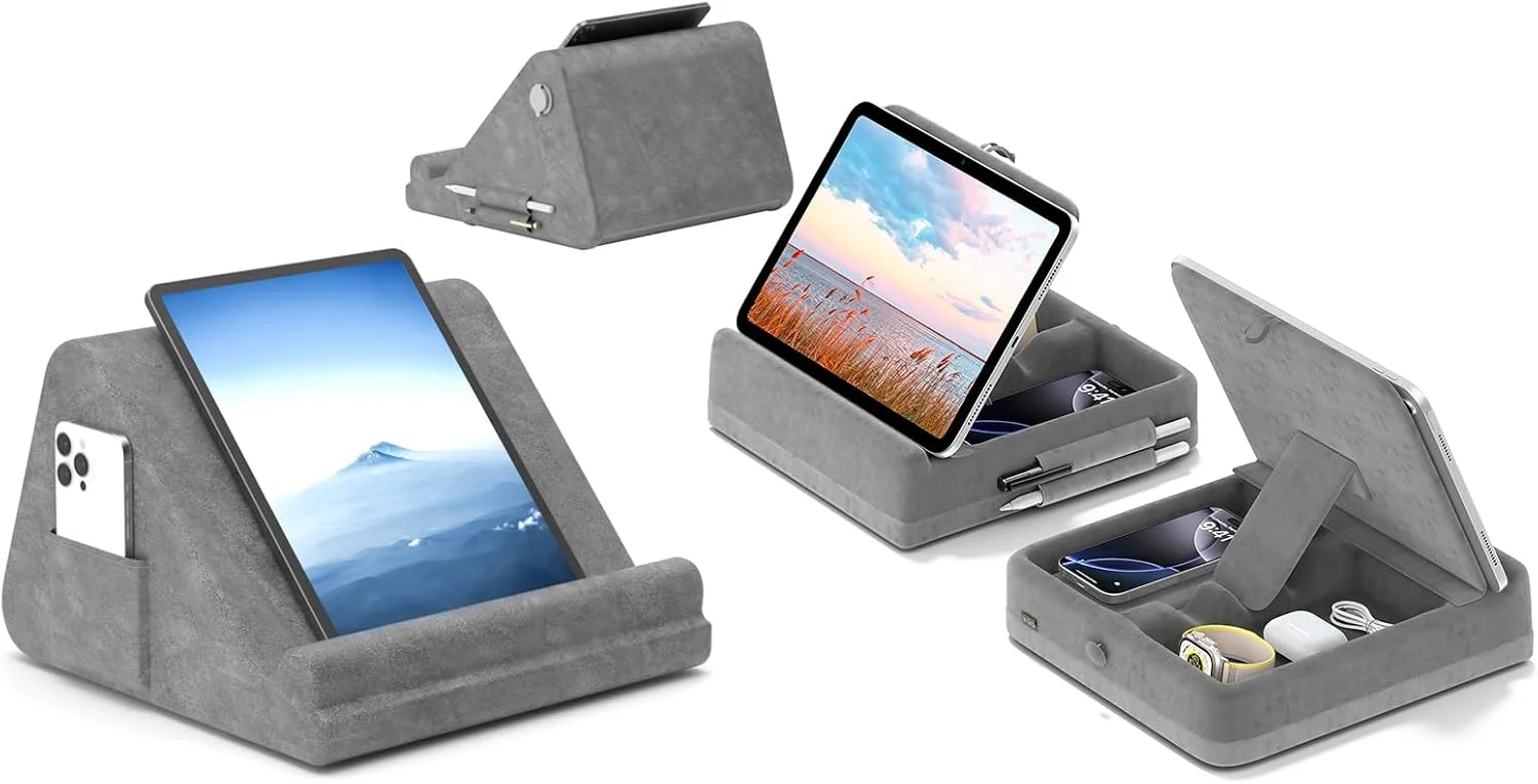 نگهدارنده تبلت تاشو مناسب تخت و استند بالشتی بادی قابل حمل، سازگار با آیپد پرو 12.9، 10.5، 9.7 ایر مینی 6 5 4، تلفن همراه، گلکسی تب، کتابخوان الکترونیکی