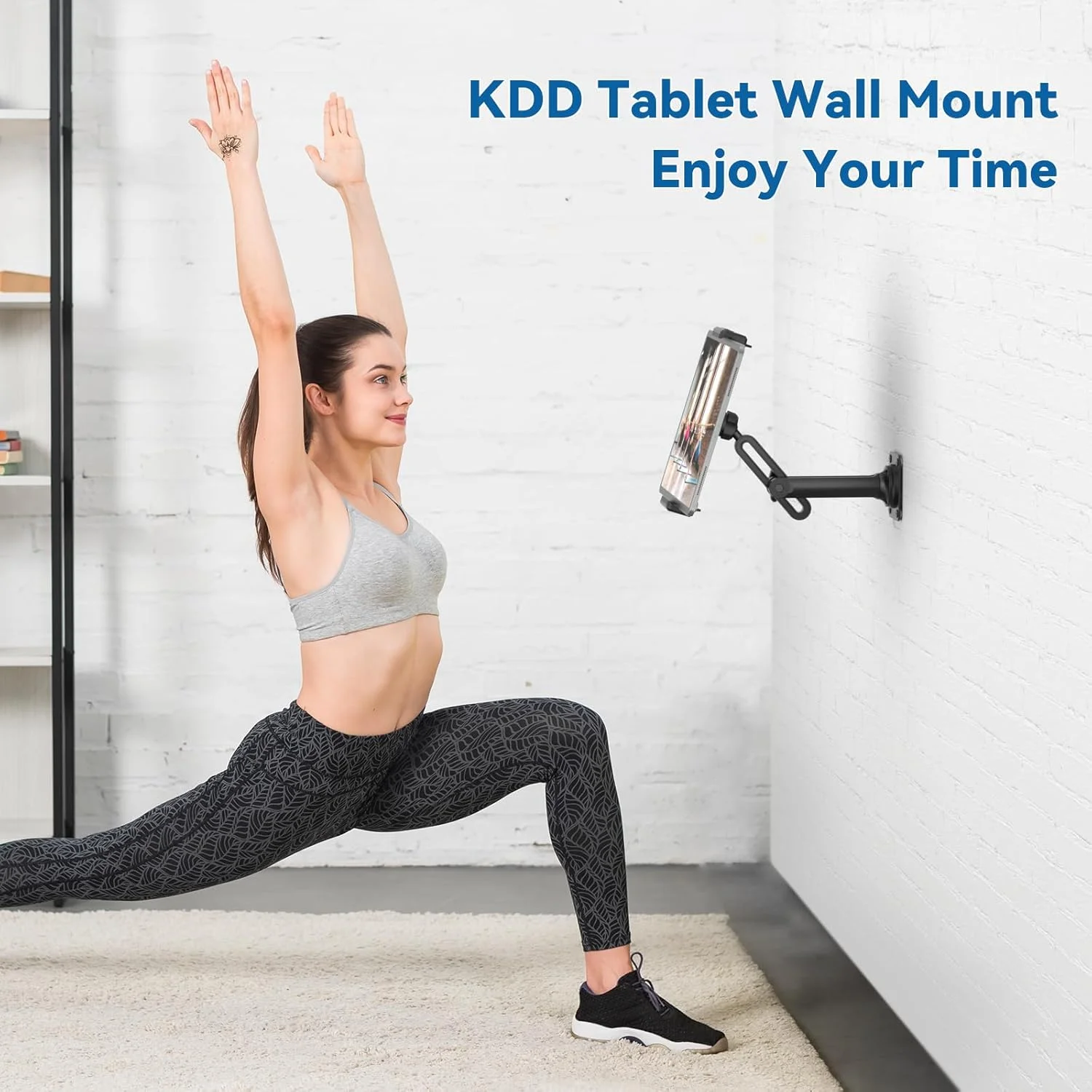 نگهدارنده دیواری تبلت KDD، پایه دیواری آیپد با بازوی قابل تنظیم و پایه فلزی محکم، براکت تبلت تلفن با چرخش 360 درجه مناسب برای آیپد پرو ایر مینی، گلکسی تب، همه تلفن ها و تبلت های 4.7-13 اینچی