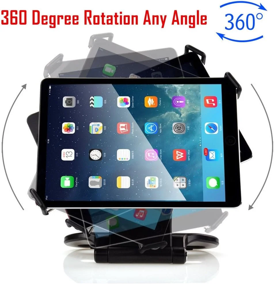 پایه نگهدارنده تبلت چرخان 360 درجه Kastar با پایه تاشو مناسب برای تمام آیپدها، تبلت های سامسونگ گلکسی و تبلت های 7 تا 10 اینچی (مشکی)