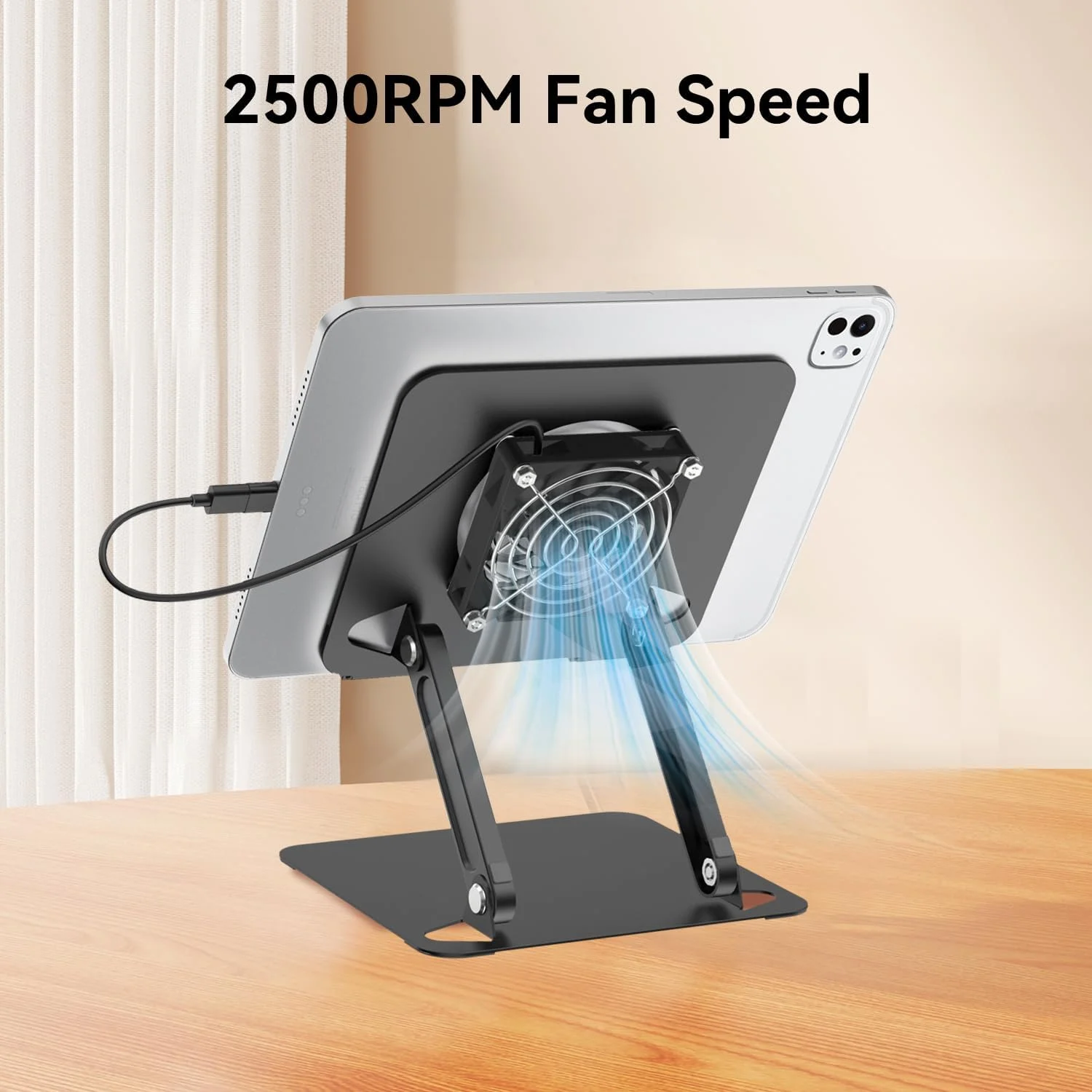 خنک کننده KABCON برای آیپد، پایه نگهدارنده تبلت Surface Pro با فن خنک کننده بی صدا برای Microsoft Surface و iPad Pro/Air/Mini، Samsung Galaxy، تبلت های 7 تا 15 اینچی