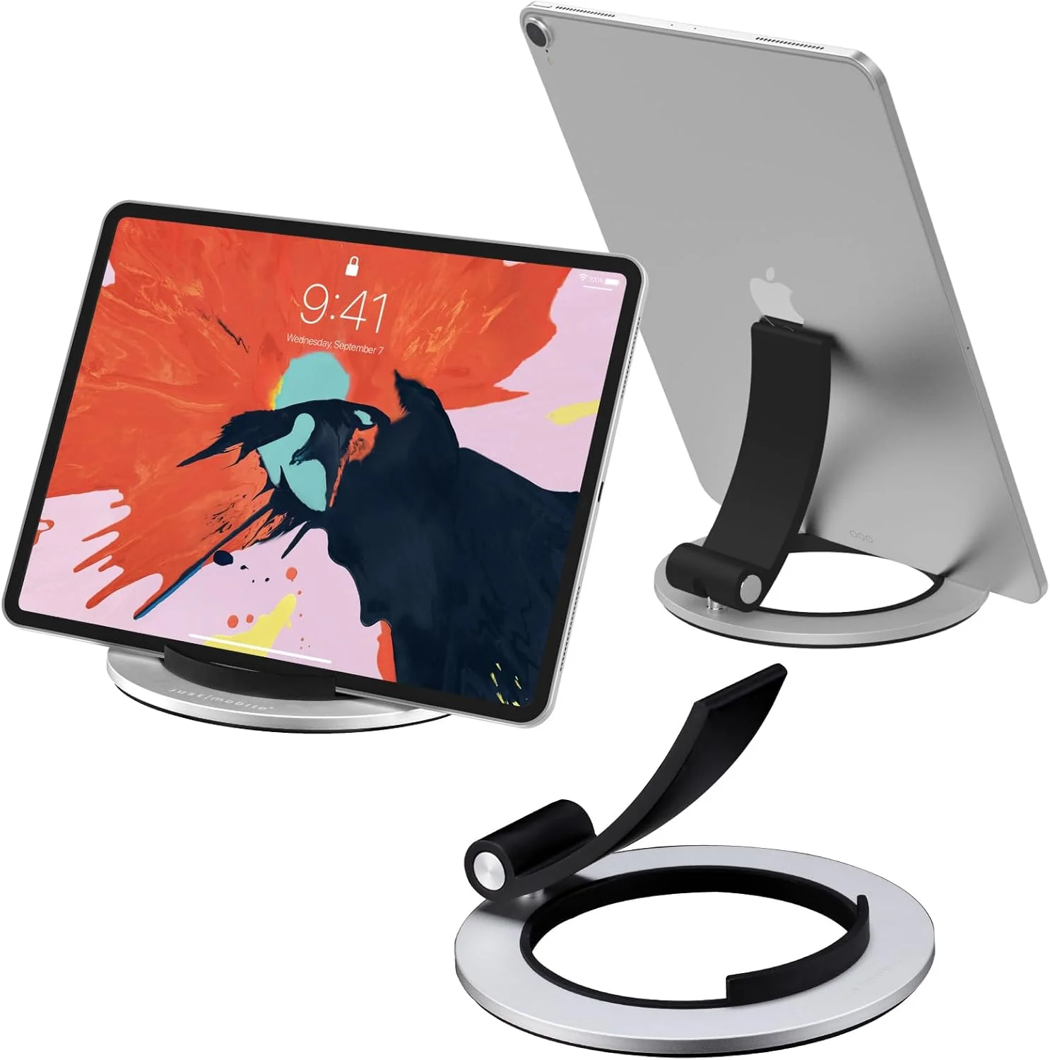 پایه آیپد تاشو قابل حمل آلومینیومی جامد با زاویه قابل تنظیم ارگونومیک مناسب برای آیپد 10.2 اینچ پرو 11 اینچ 12.9 اینچ ایر 10.9 اینچ مینی و همه تبلت ها (ST-858)
