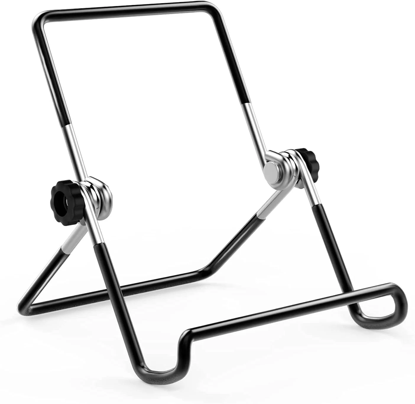 پایه رومیزی تبلت تاشو قابل تنظیم، استند رومیزی فلزی برای تلفن و تبلت های 9-12.9 اینچی، نگهدارنده سیمی ضد لغزش مشکی برای بشقاب های تزئینی