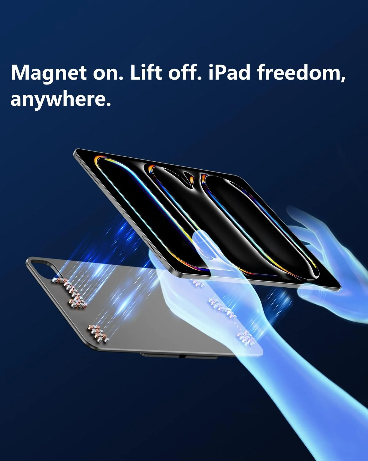 پنل شارژ بی‌سیم مغناطیسی برای آیپد پرو ۱۱ اینچ M4 (فقط مدل ۲۰۲۴)، کابل USB C خمیده به طول ۲ متر، سازگاری با سر توپی ۷۵/۱۰۰ میلی‌متری و ۱۷ میلی‌متری، بازو شامل نمی‌شود