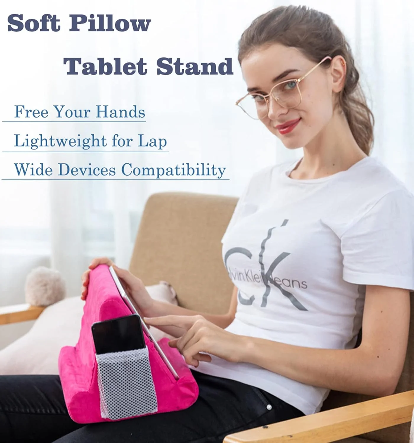 بالشت نگهدارنده تبلت JoinHome - پایه نگهدارنده چند زاویه تبلت و تلفن همراه - نگهدارنده تلفن همراه (آبی روشن)