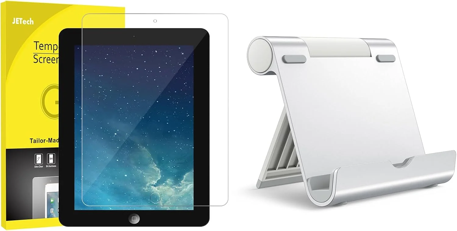 مجموعه محافظ صفحه نمایش 9.7 اینچی JETech برای آیپد 4/3/2 و پایه تبلت