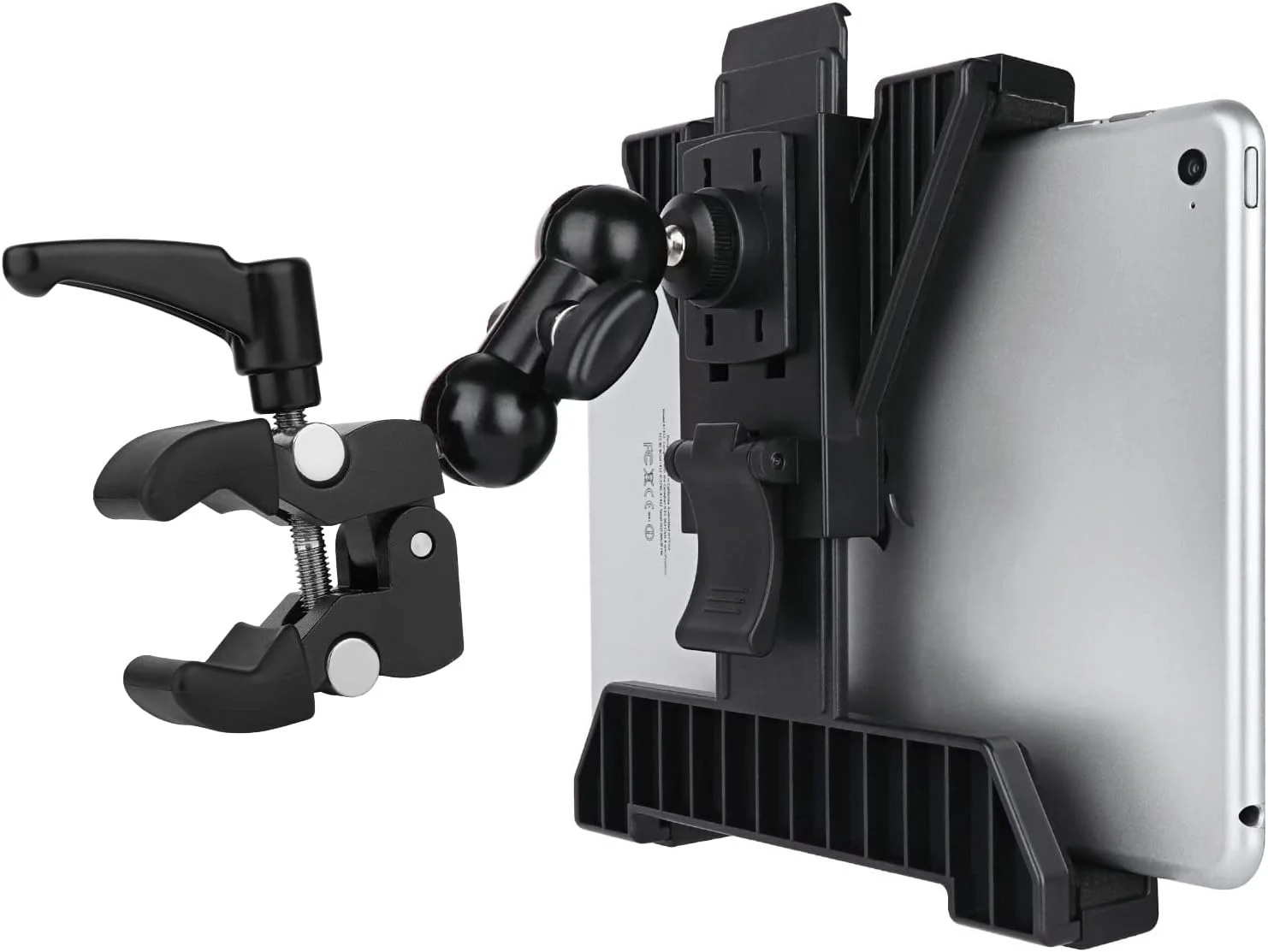 نگهدارنده تبلت iTODOS برای دوچرخه ثابت، کالسکه، تردمیل، گاری گلف، ویلچر، دوچرخه ثابت، پایه میکروفون، گیره تبلت قابل تنظیم 7 تا 11 اینچی مناسب برای آیپد، سامسونگ گلکسی تب، گوگل نکسوس، فایر اچ دی و جی پی اس