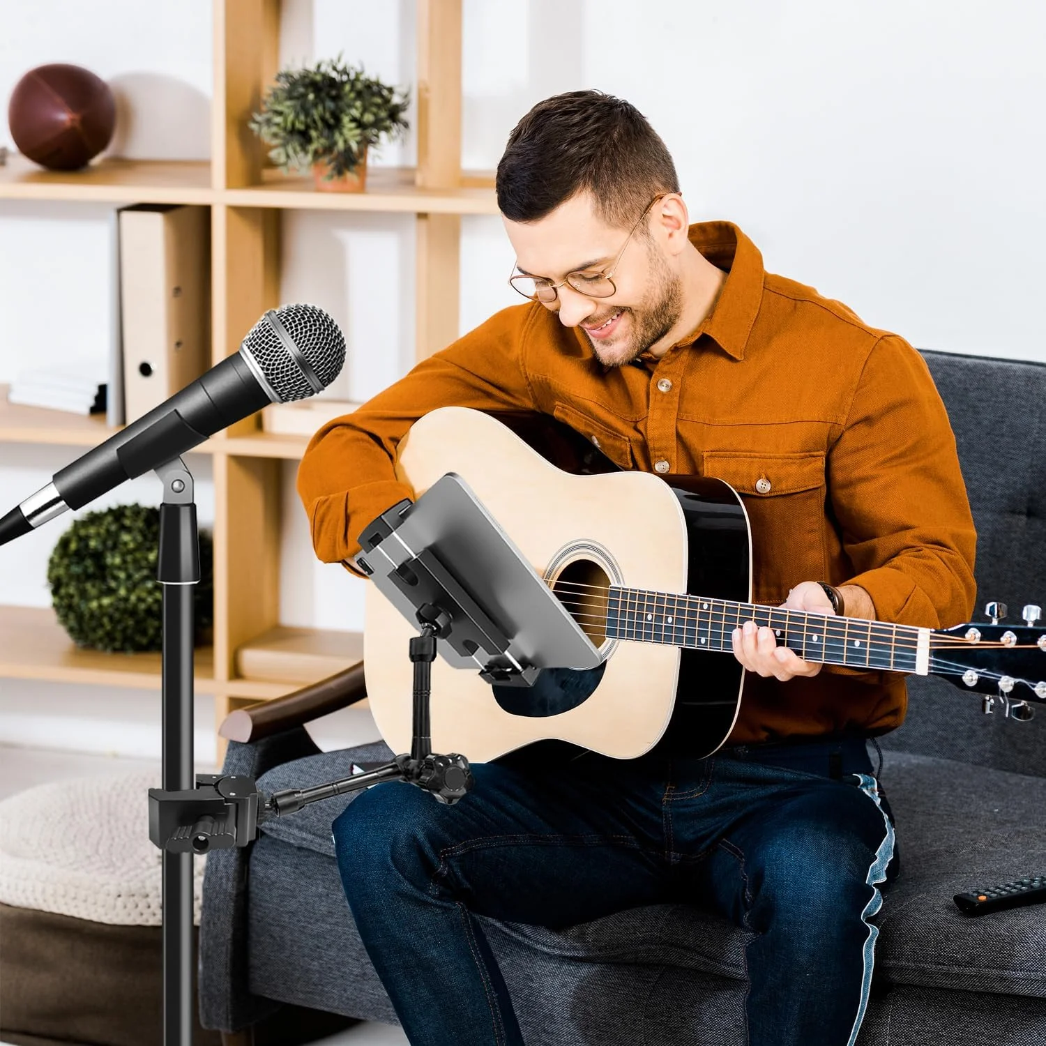 نگهدارنده تبلت برای پایه میکروفون، پایه نگهدارنده آیپد قابل تنظیم، نگهدارنده تبلت با گیره برای میله، میز، کابینت آشپزخانه، سازگار با آیپد، آیفون، تلفن های هوشمند اندرویدی 4.7 تا 12.9 اینچی نگهدارنده تبلت برای پایه میکروفون، پایه نگهدارنده آیپد قابل تنظیم، نگهدارنده تبلت با گیره برای میله، میز، کابینت آشپزخانه، سازگار با آیپد، آیفون، تلفن های هوشمند اندرویدی 4.7 تا 12.9 اینچی