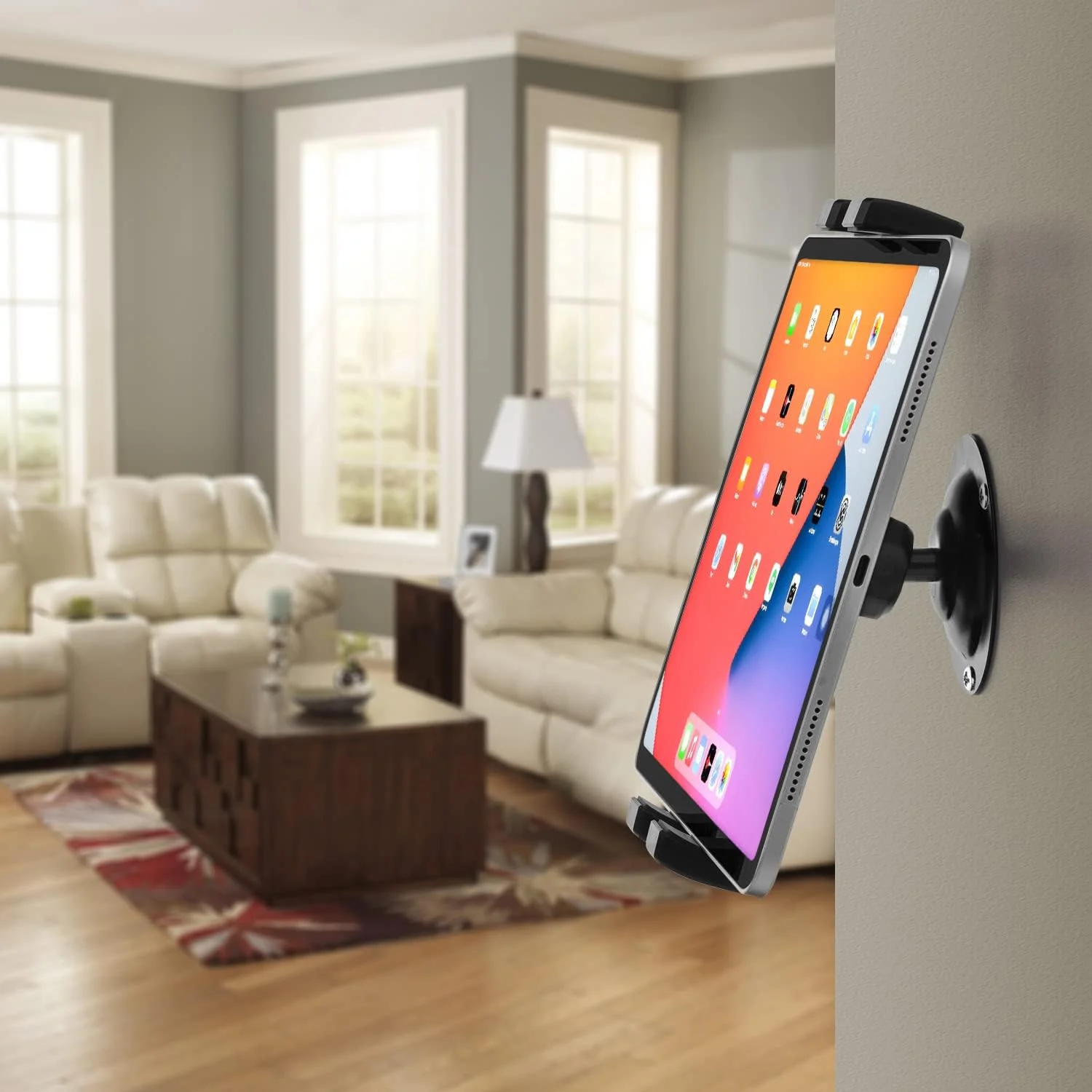 پایه نگهدارنده دیواری تبلت یونیورسال iTODOS برای آیپد، آیفون، کیندل فایر HD، کیندل پیپر وایت، گلکسی تب، گوگل نکسوس 7/11، سوییچ، کتابخوان الکترونیکی، با قابلیت تنظیم 360 درجه سازگار با تبلت و گوشی 4 تا 12.9 اینچی