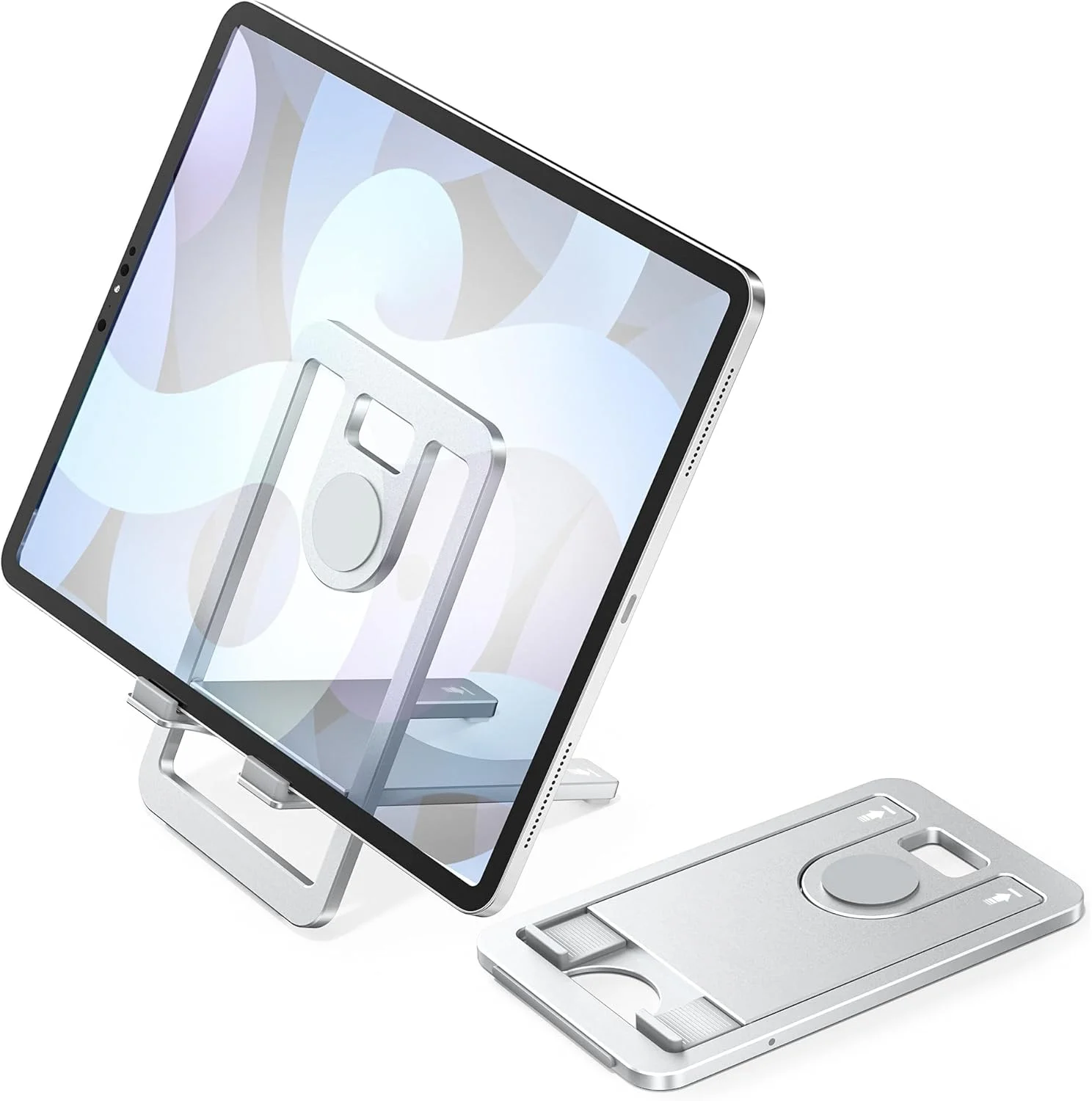 پایه تبلت Itramax برای میز، پایه تاشو آیپد رومیزی، نگهدارنده قابل حمل و قابل تنظیم برای کیندل فایر، اسکرایب، پیپروایت، آیفون 17 16 15، آیپد پرو، ایر، مینی، سامسونگ گلکسی تب S10 S9