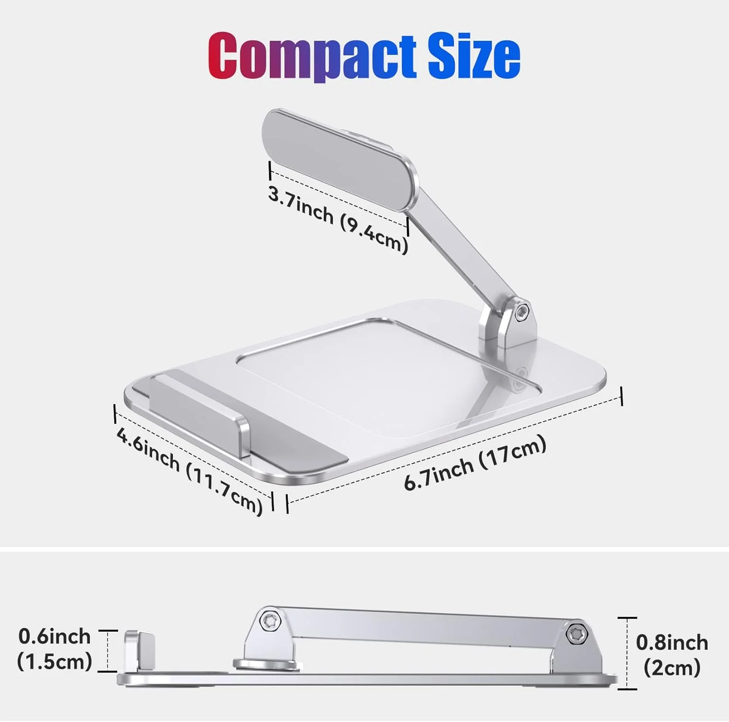 پایه شیب‌دار برای نمایشگر 15 (نسل اول و دوم)، آیپدها/تبلت‌ها، ساخته شده از آلومینیوم سنگین، دستگاه بدون نیاز به نصب روی آن قرار می‌گیرد (نقره‌ای)
