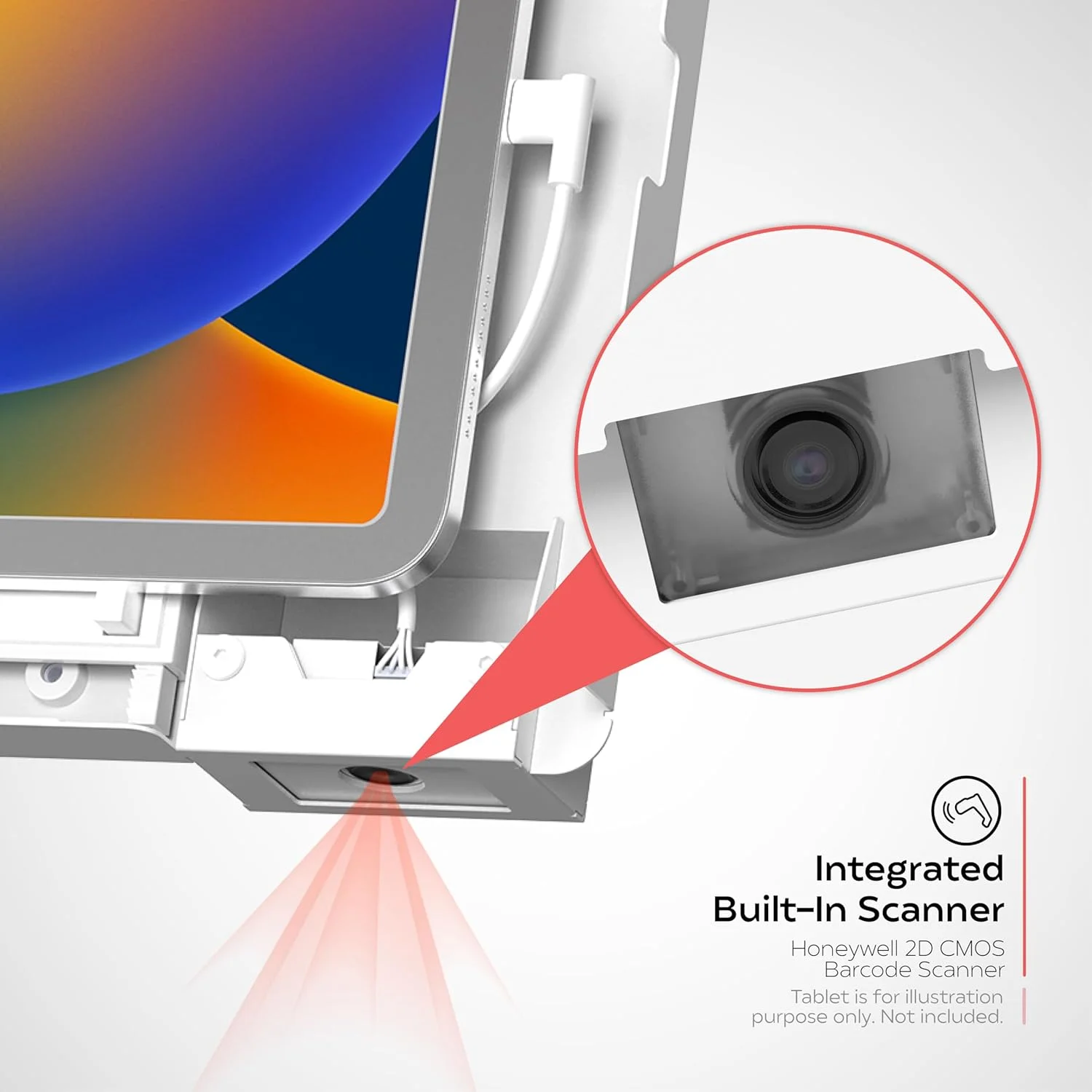 پایه دیواری آیپد با اسکنر بارکد – محفظه ضد سرقت تبلت CTA با اسکنر بارکد Honeywell برای آیپد 10.9 اینچی نسل 10، 11 (A16)، پرو 11 اینچی، ایر 11، تب های گلکسی S، تب های Surface Go و غیره