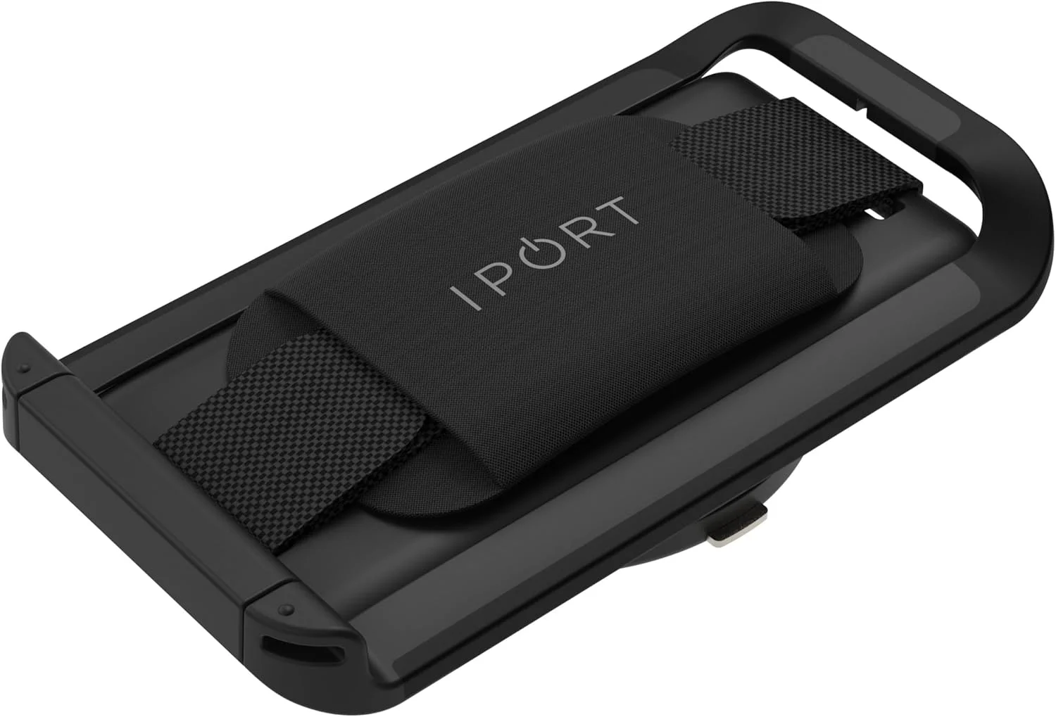 نگهدارنده چرخشی 360 درجه آیپد iPort 72365 Connect (مشکی) | بند دستی و پایه نگهدارنده برای آیپد | گیره ایمن، استفاده بدون دست و محافظت در برابر افتادن | اتصال به قاب های Connect و Connect PRO برای تجارت و POS