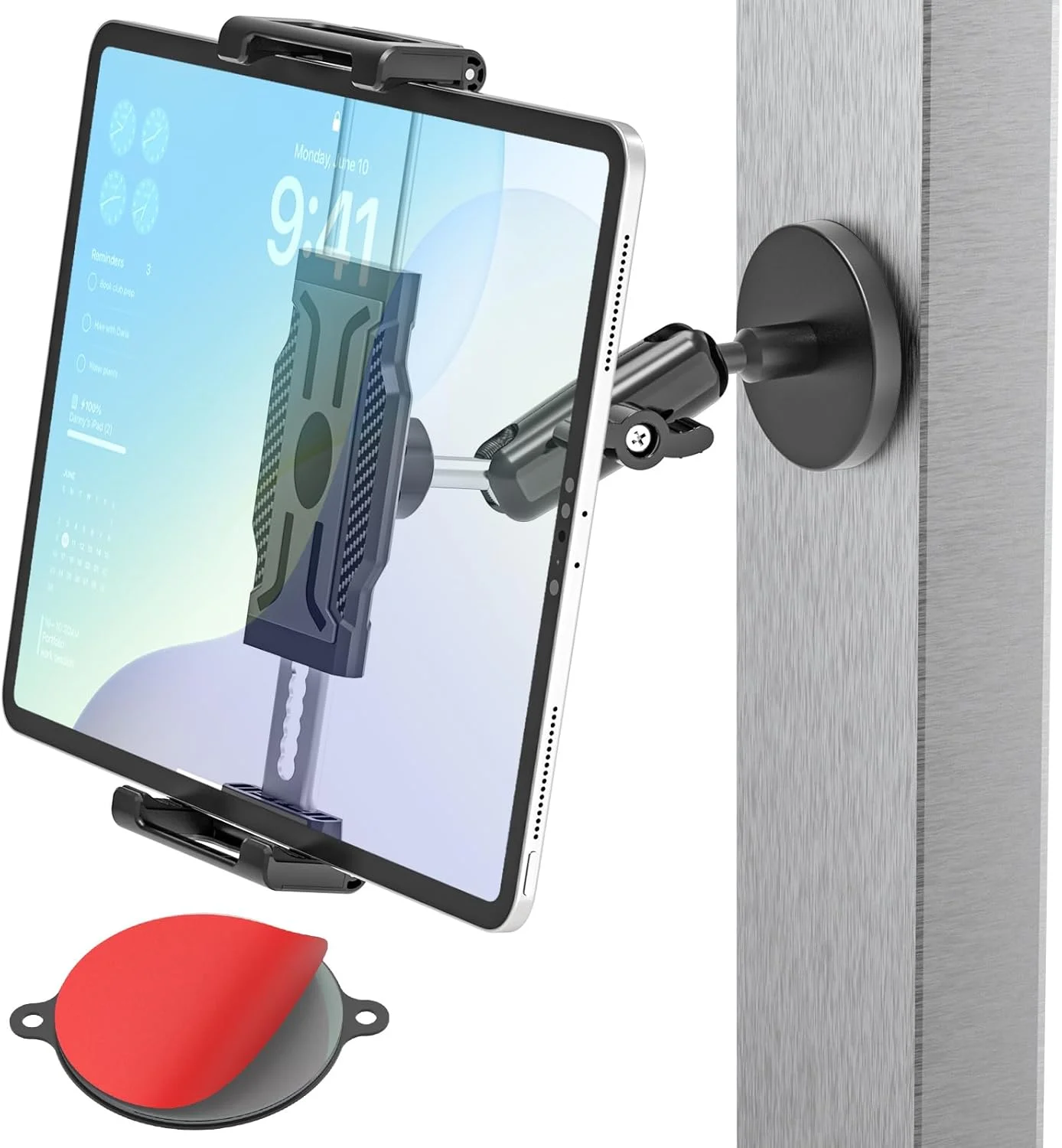 نگهدارنده مغناطیسی برای تمام تبلت های 6.1 تا 15.6 اینچی، مناسب برای یخچال، باشگاه، سطوح فلزی، پایه تبلت مغناطیسی [بازوی قابل تنظیم] سازگار با آیپد پرو/ایر/مینی، آیفون، گلکسی و تبلت های با ضخامت های مختلف