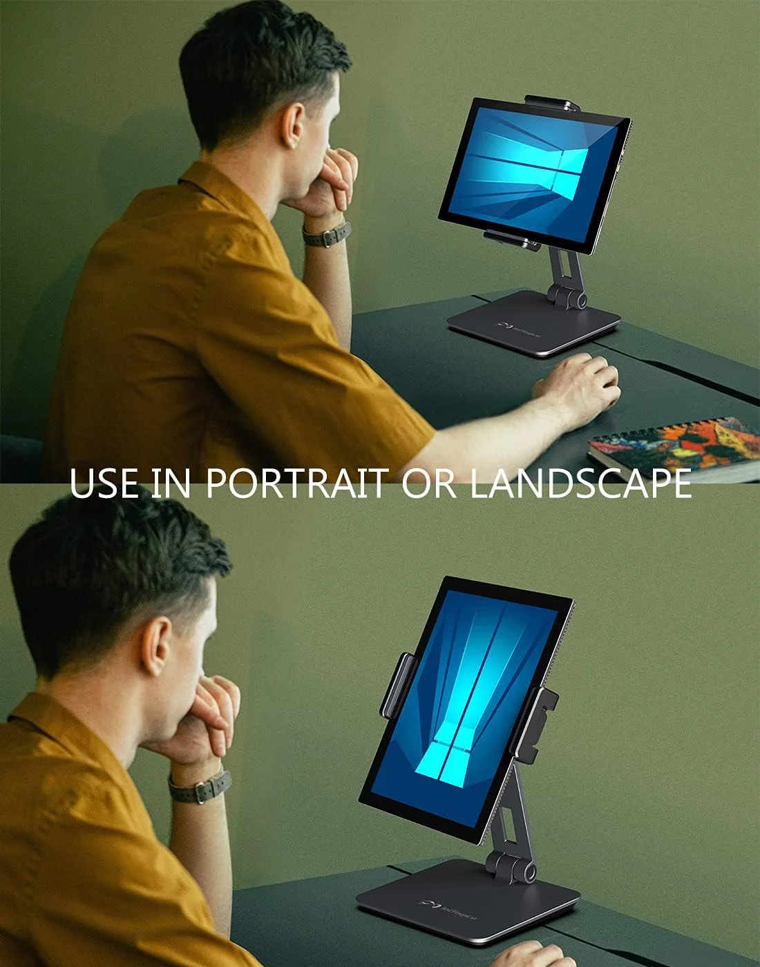 پایه تبلت چند زاویه قابل تنظیم و پایه تبلت آلیاژ آلومینیوم سنگین برای صفحه نمایش 4.7 تا 13 اینچی سری Microsoft Surface Pro، iPad Pro 11/12.9، iPad، Mini، Air و غیره