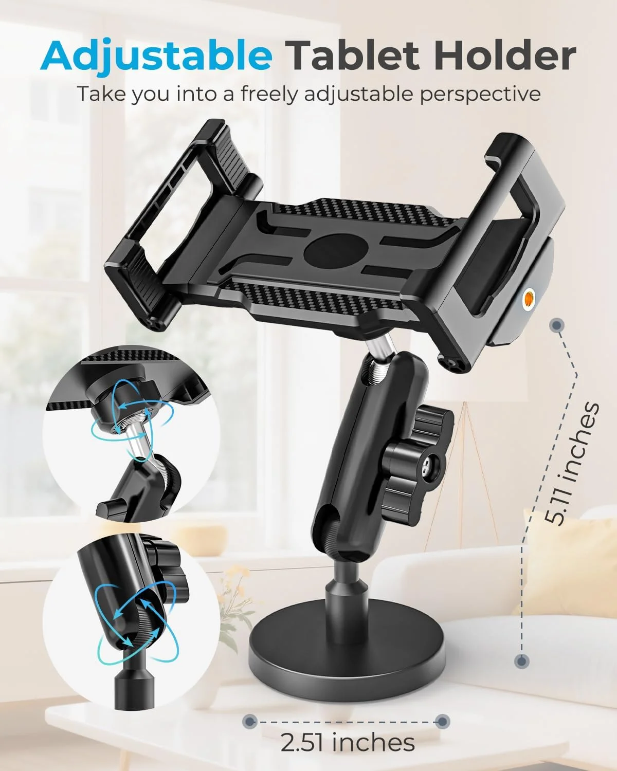 نگهدارنده مغناطیسی برای تمام تبلت های 6.1 تا 15.6 اینچی، مناسب برای یخچال، باشگاه، سطوح فلزی، پایه تبلت مغناطیسی [بازوی قابل تنظیم] سازگار با آیپد پرو/ایر/مینی، آیفون، گلکسی و تبلت های با ضخامت های مختلف