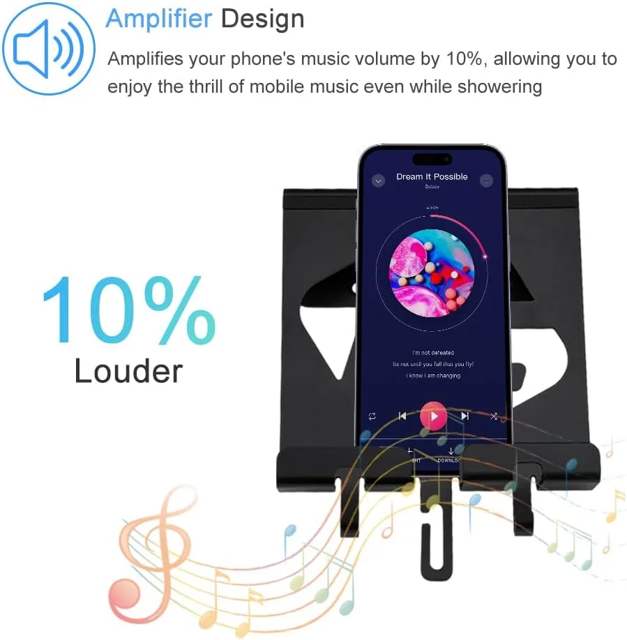 پایه نگهدارنده دیواری آلومینیومی یونیورسال IFCASE برای آیپد ایر/مینی/پرو، گلکسی تب، تبلت های اندروید، تلفن های همراه، کتابخوان الکترونیکی با طراحی تقویت کننده صدا (مشکی)