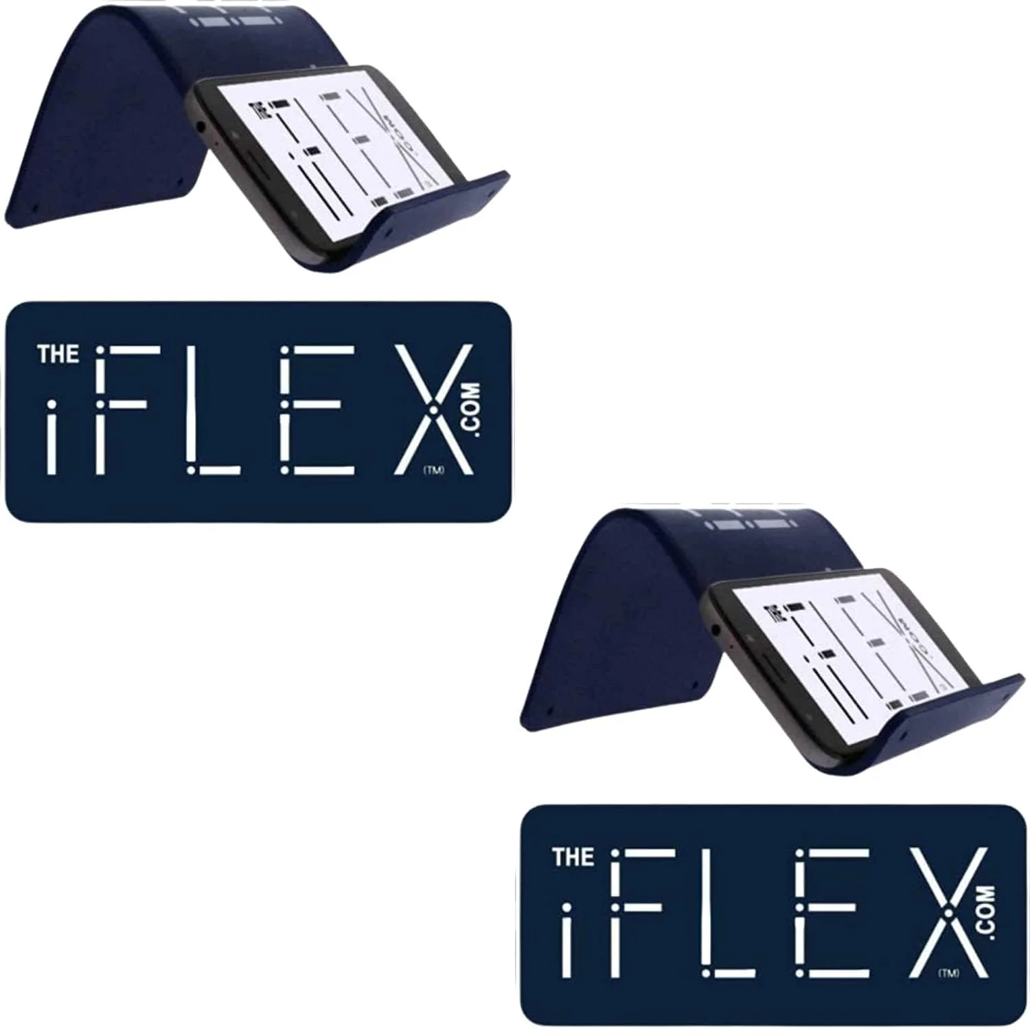 پایه نگهدارنده تبلت و موبایل قابل تنظیم iFLEX برای کار و منزل - نگهدارنده انعطاف پذیر تلفن همراه، مناسب برای تماس های ویدیویی و نگهداری هر نوع دستگاه - با گیره ضد لغزش، قوی و بادوام (آبی تیره / بسته 2 عددی)