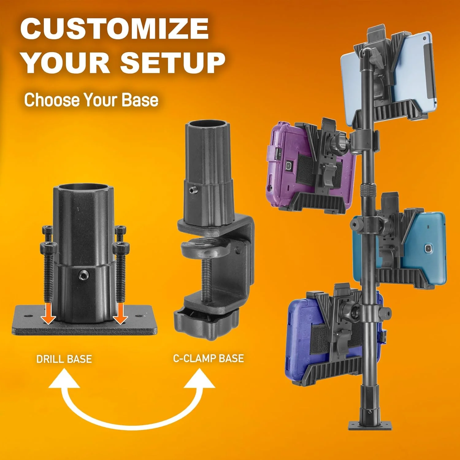 پایه گیره ای تبلت آی بولت TabDock مناسب برای کاربردهای مختلف تحویل کالا (DoorDash، Uber Eats، Postmates و غیره) - با 4 نگهدارنده تبلت مناسب برای تبلت های 7 تا 10 اینچی