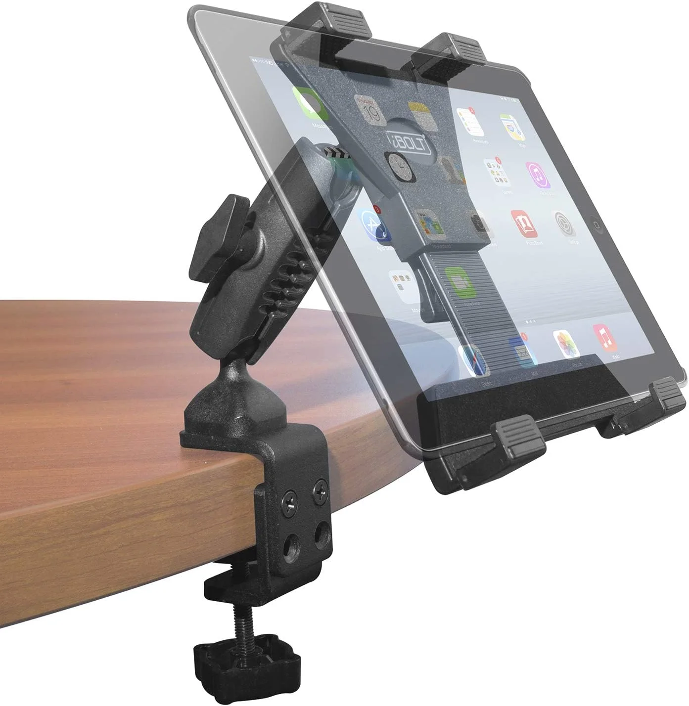 پایه نگهدارنده تبلت iBolt TabDock Bizmount Clamp - گیره C-Clamp دو توپی سنگین برای تمام تبلت های 7 تا 10 اینچی (iPad، Samsung Galaxy Tab و غیره) برای میزها، ویلچرها، چرخ دستی ها: ایده آل برای خانه، مدارس، دفاتر