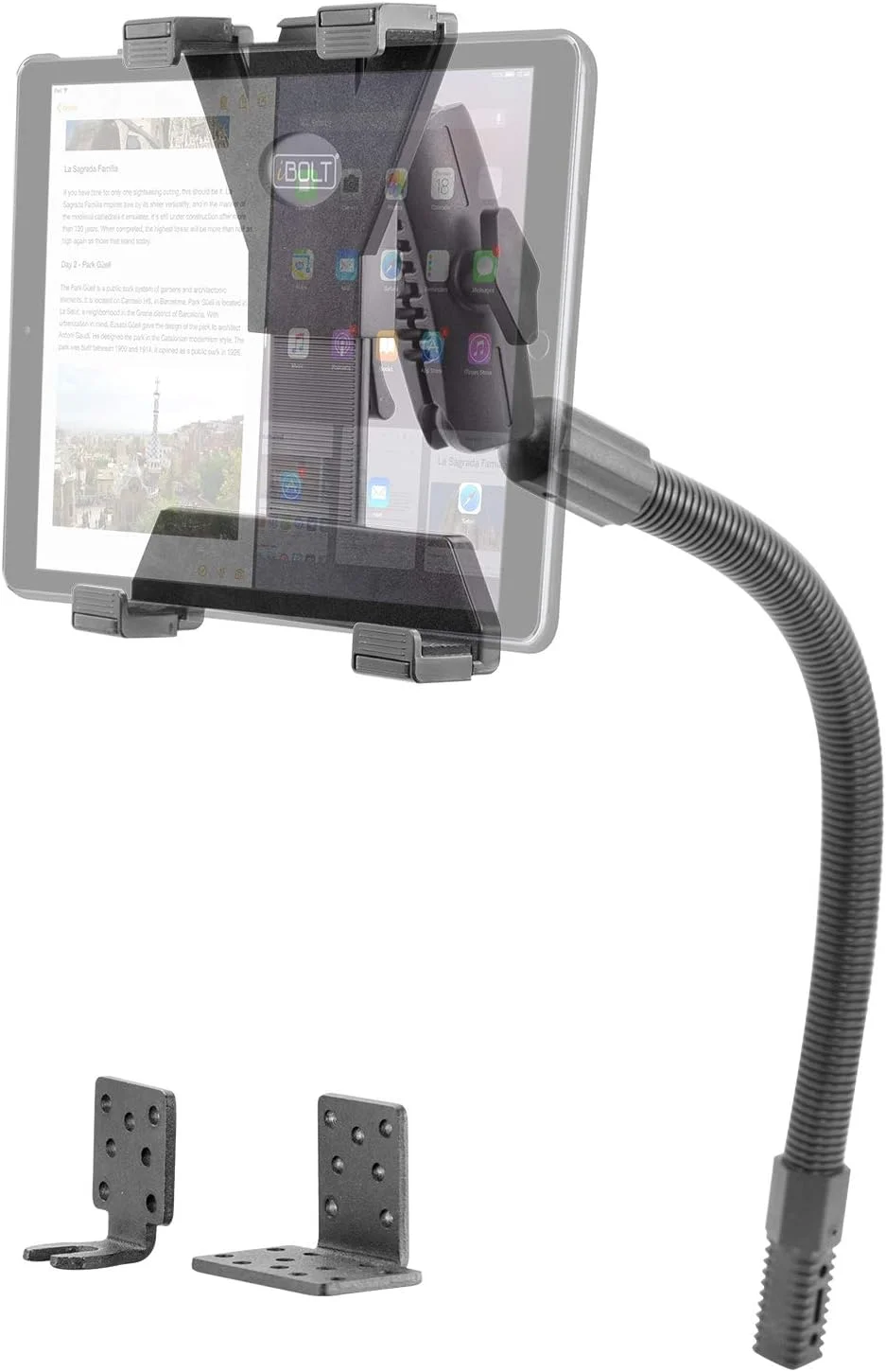 پایه نگهدارنده تبلت iBOLT TabDock Bizmount Flexpro با ریل صندلی فلزی سنگین و بازوی اکستنشن توپی 1 اینچی برای تبلت های 7 تا 10 اینچی