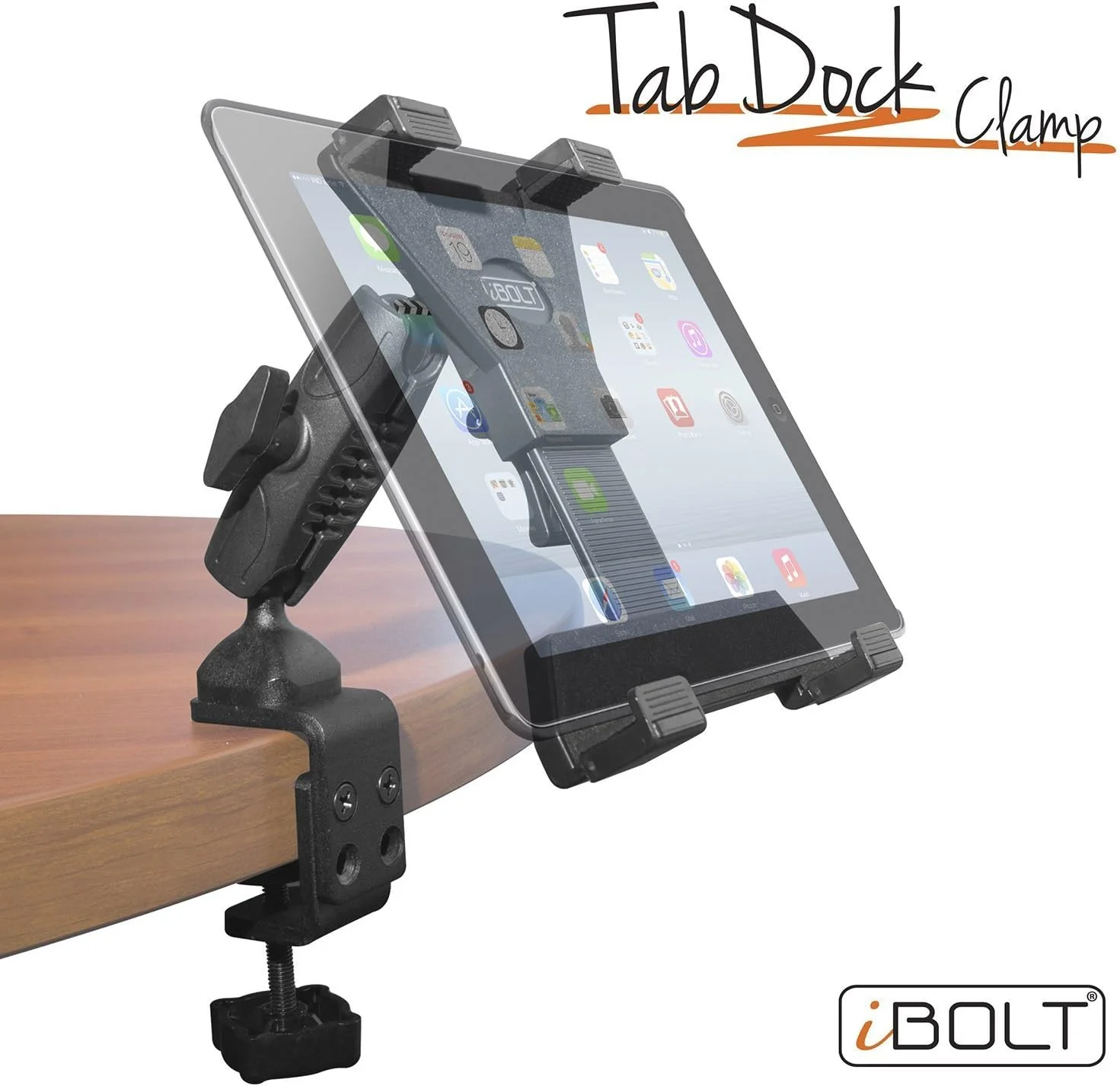 پایه نگهدارنده تبلت iBolt TabDock Bizmount Clamp - گیره C-Clamp دو توپی سنگین برای تمام تبلت های 7 تا 10 اینچی (iPad، Samsung Galaxy Tab و غیره) برای میزها، ویلچرها، چرخ دستی ها: ایده آل برای خانه، مدارس، دفاتر