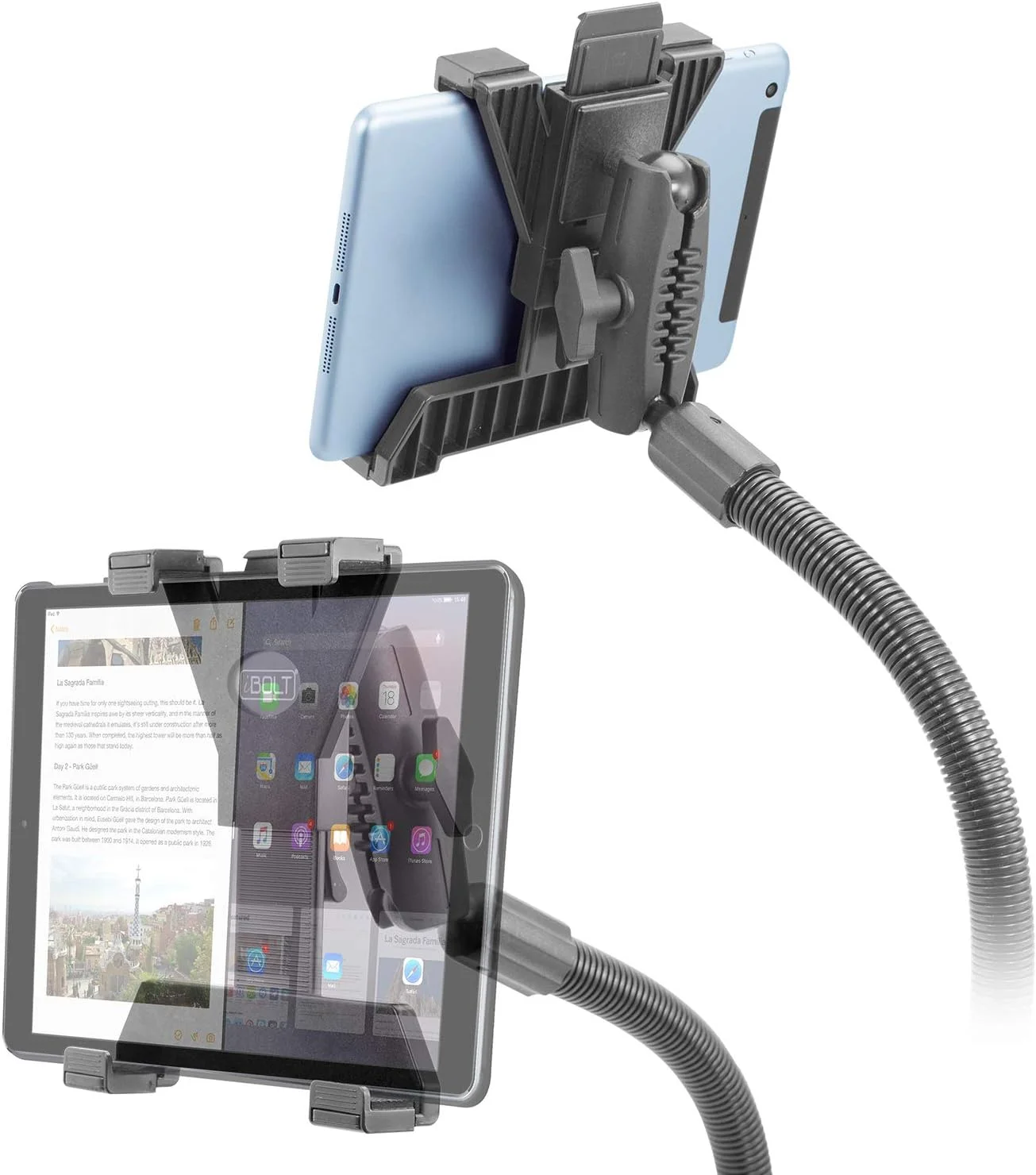 پایه نگهدارنده تبلت iBOLT TabDock Bizmount Flexpro با ریل صندلی فلزی سنگین و بازوی اکستنشن توپی 1 اینچی برای تبلت های 7 تا 10 اینچی