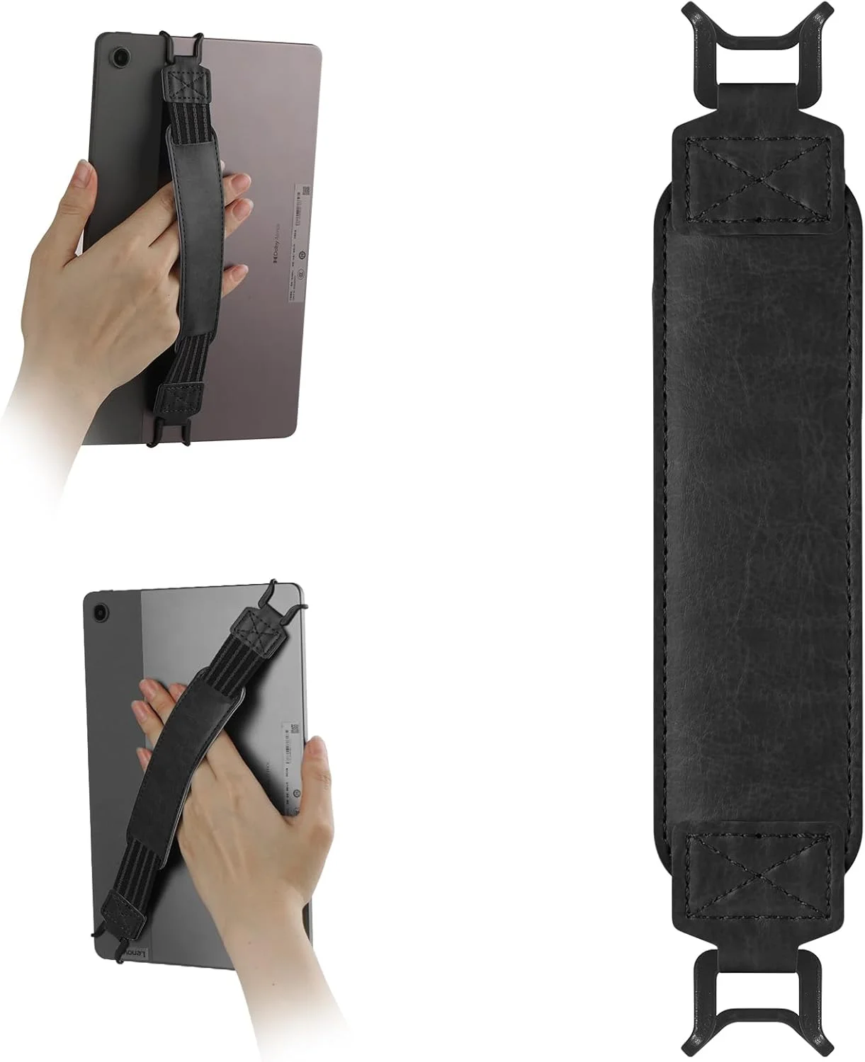 بند دستی نرم برای کتابخوان های الکترونیکی و تبلت های 9-11 اینچی سازگار با فایر HD 10/آیپد 9.7/آیپد مینی/گلکسی تب A8 A9/هوآوی، سبک وزن، مشکی، نگهدارنده انگشتی با کشسانی بالا - مشکی