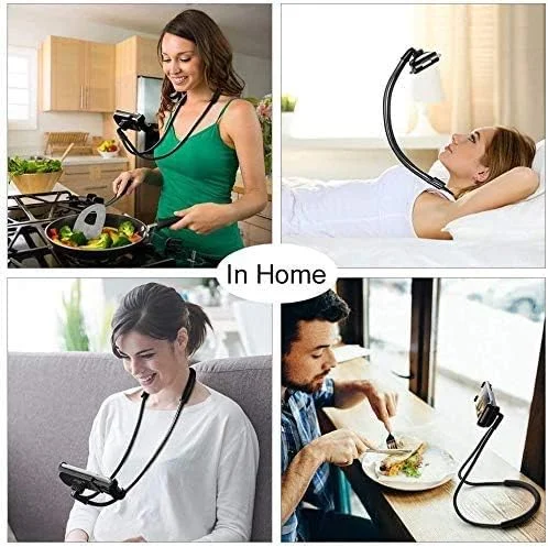 نگهدارنده گردنی تلفن همراه، پایه نگهدارنده تبلت انعطاف پذیر، پایه نگهدارنده موبایل آویز، براکت تنبل چرخان آزاد DIY