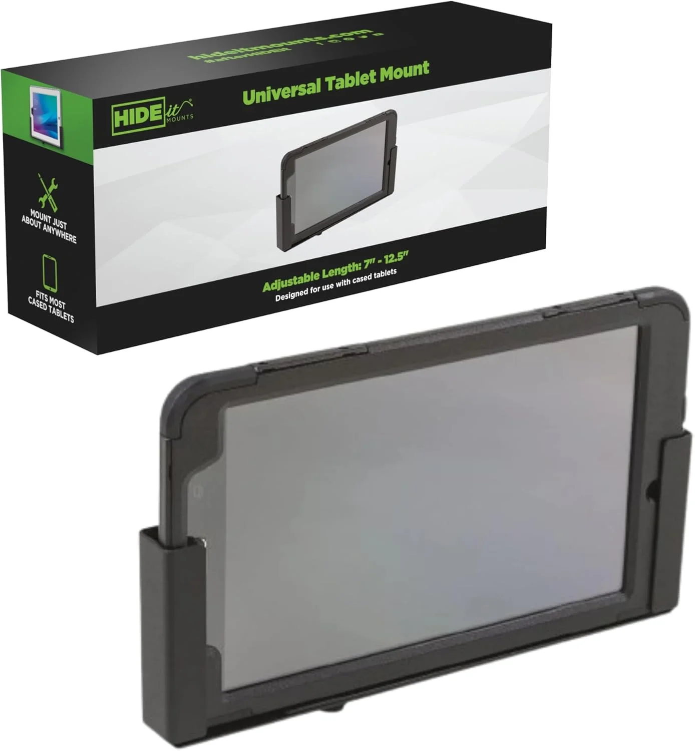 پایه دیواری تبلت یونیورسال HIDEit Mounts Uni-T - پایه فولادی مشکی قابل تنظیم برای آیپد، آیپد پرو، آیپد مینی، سامسونگ گلکسی و سرفیس پرو