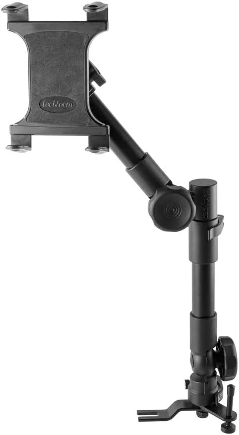 پایه تبلت سنگین Tackform برای کامیون - سری Impact، پایه ریل صندلی خودرو جهانی (تلسکوپی 50-60 سانتی‌متری) سازگار با اکثر خودروها با پیچ‌های کف قابل دسترس