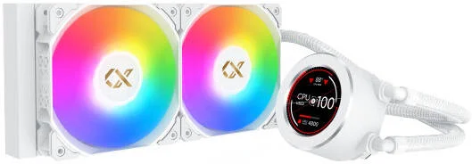 خنک کننده مایع پردازنده Xigmatek Frozr-O II Arctic 240، رادیاتور 240 میلی‌متری، 2 عدد فن 120 میلی‌متری aRGB از پیش نصب شده، سرعت فن 1800 دور در دقیقه، جریان هوای فن 82.2 CFM، نوع بلبرینگ هیدرو، سفید | EN40436
