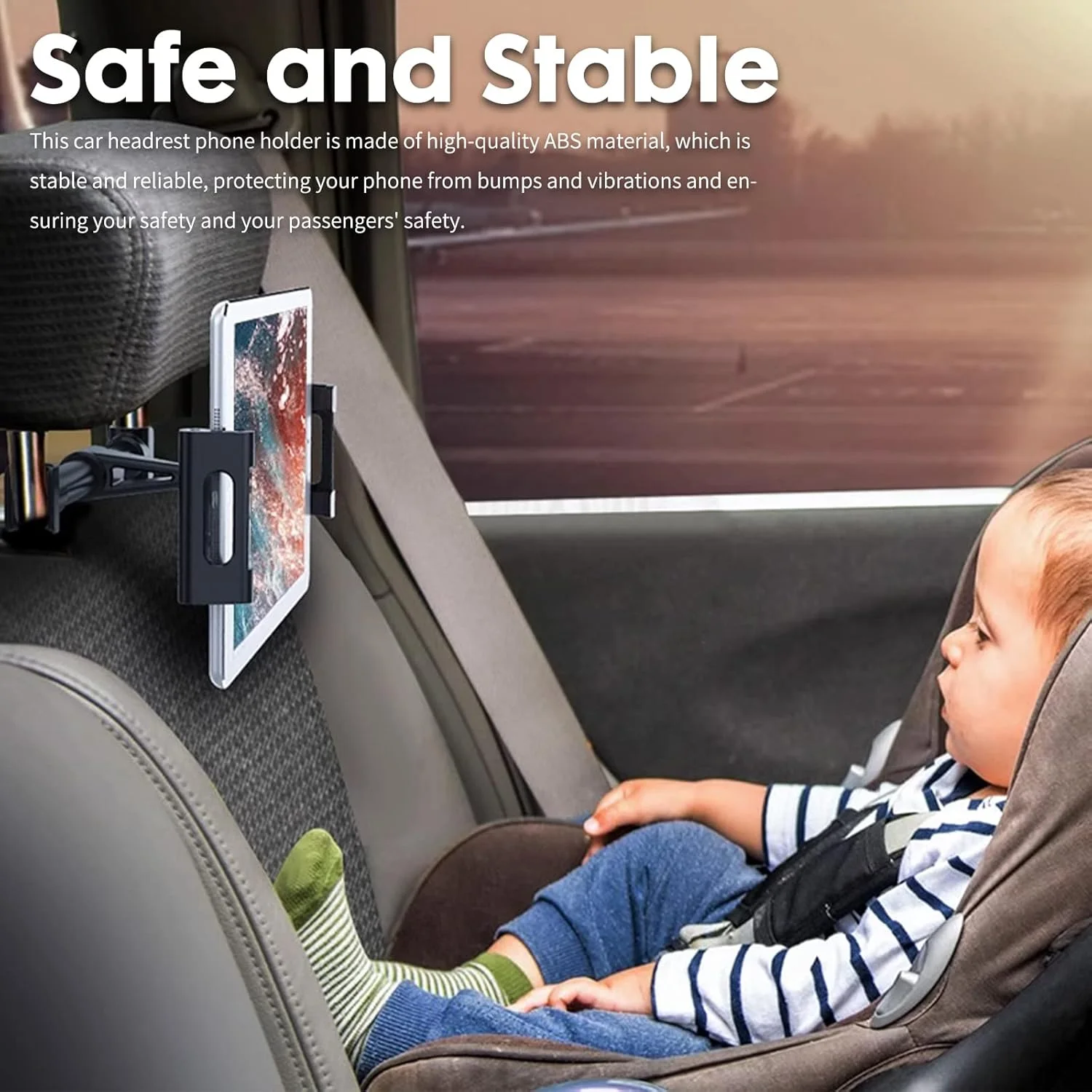 پایه نگهدارنده گوشی و تبلت برای پشت سری خودرو، قابل تنظیم با چرخش 360 درجه، مناسب برای دستگاه‌های 5.6 تا 10.5 اینچی، سازگار با آیپد ایر مینی، آیفون، پرو، سامسونگ گلکسی، کیندل، مشکی