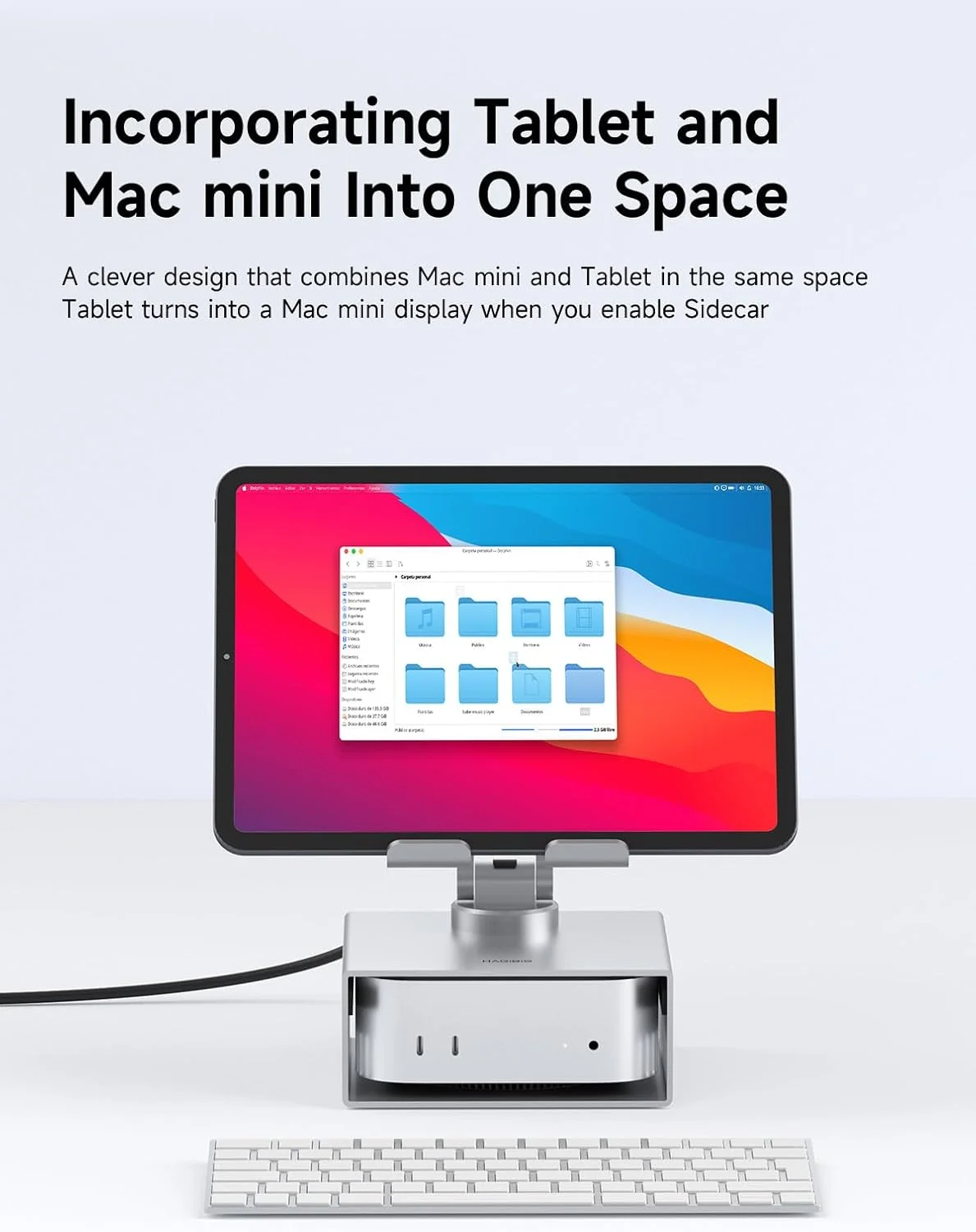 پایه تبلت هگیبیس برای آیپد پرو ایر، پایه نگهدارنده فلزی رومیزی با قابلیت چرخش 360 درجه، تاشو و چند منظوره برای مک مینی