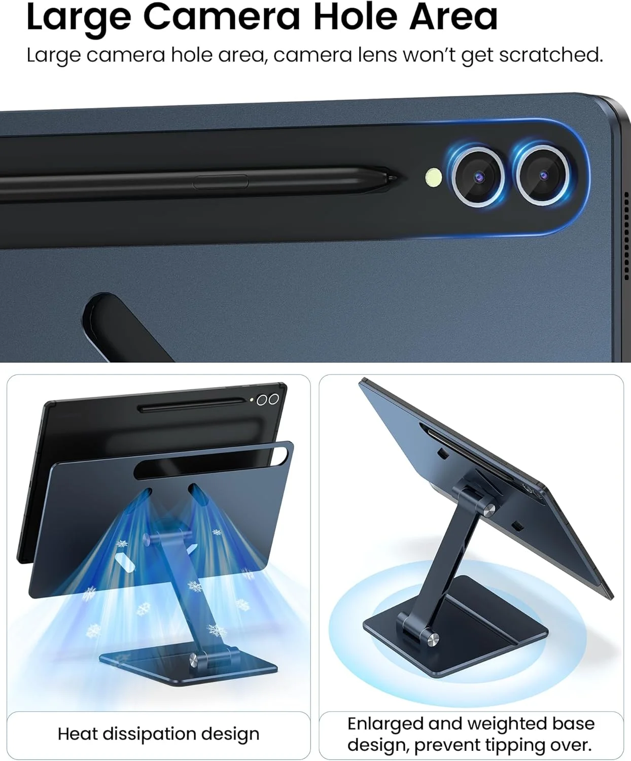 پایه تبلت مغناطیسی تاشو برای تبلت سامسونگ گلکسی تب S10/S9/S8 اولترا 14.6 اینچ، نگهدارنده رومیزی تبلت با قابلیت چرخش 360 درجه قابل تنظیم