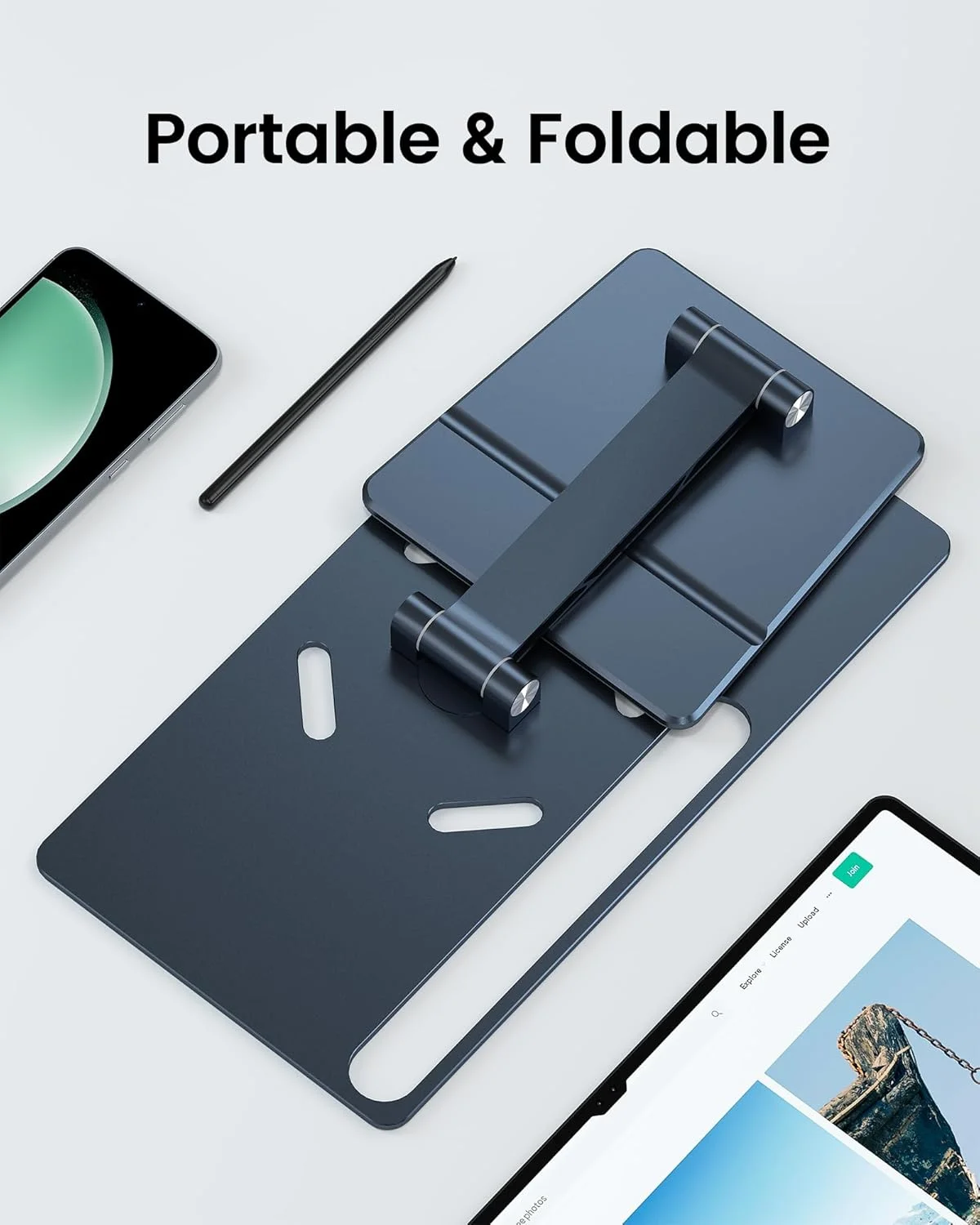 پایه تبلت مغناطیسی تاشو برای تبلت سامسونگ گلکسی تب S10/S9/S8 اولترا 14.6 اینچ، نگهدارنده رومیزی تبلت با قابلیت چرخش 360 درجه قابل تنظیم