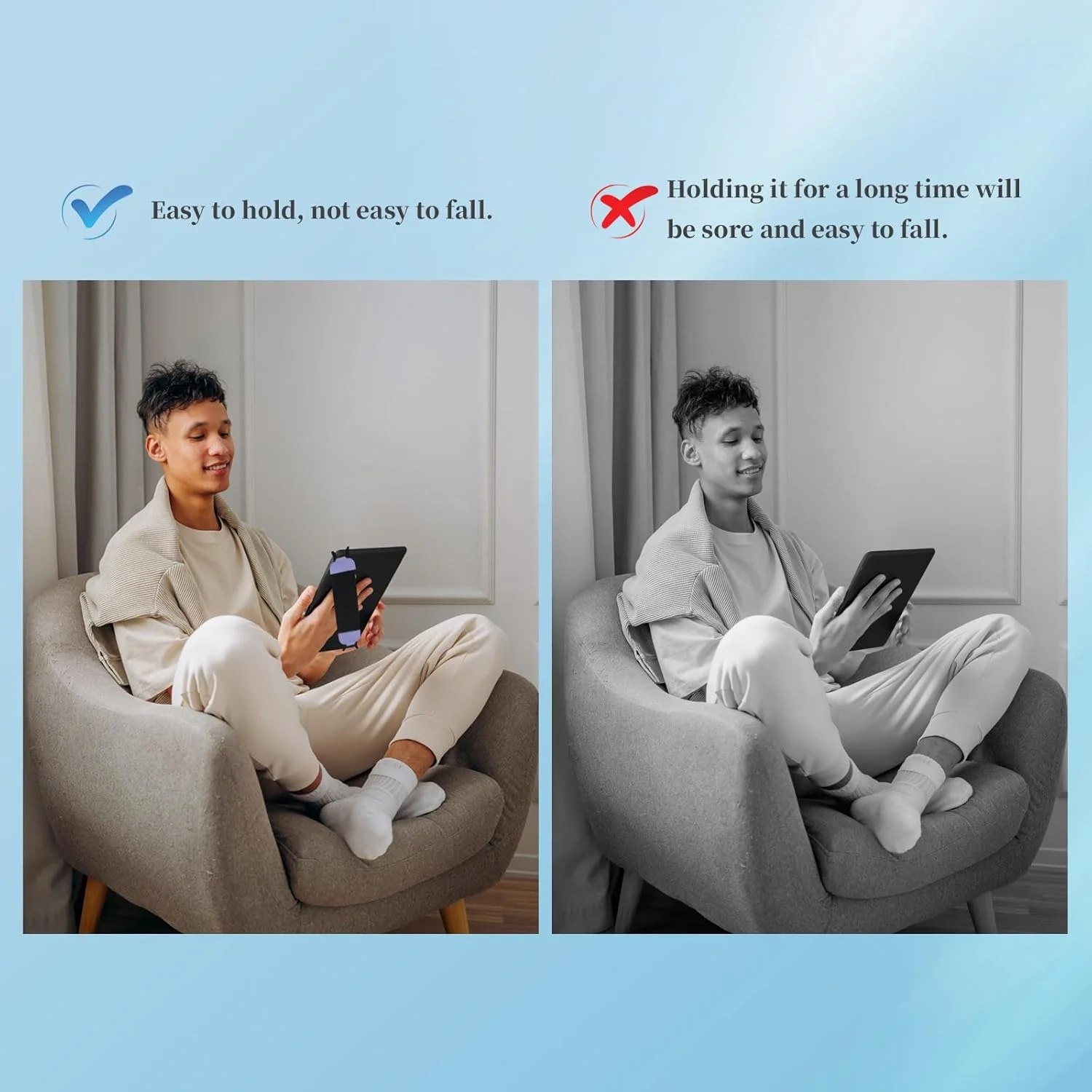 نگهدارنده بند دستی برای کتابخوان های الکترونیکی کیندل، دسته تبلت فایر - کیندل/کوبو/وویجر/لنوو/سونی (بنفش)