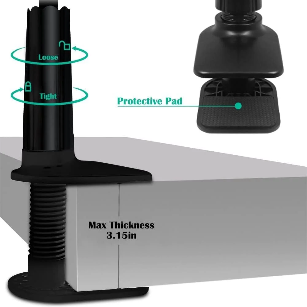 پایه نگهدارنده تبلت گردن غازی، پایه قابل تنظیم تبلت، نگهدارنده تلفن همراه، استند تلفن همراه، استند تبلت، بازوی بلند مناسب تخت و میز برای تلفن های همراه و تبلت های 4 تا 11 اینچی (مشکی)