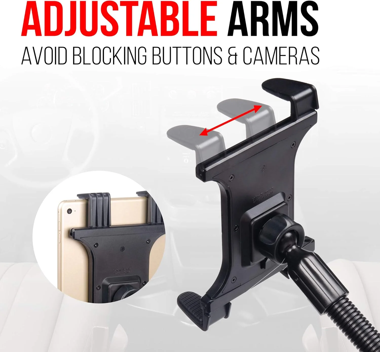 پایه تبلت Tackform برای خودرو و کامیون، میله آلومینیومی 18 اینچی گردن غازی، نگهدارنده ریل صندلی برای تاکسی، ون، وسیله نقلیه، نیمه کامیون و غیره. سازگار با آیپد، گلکسی، سرفیس پرو و موارد دیگر.