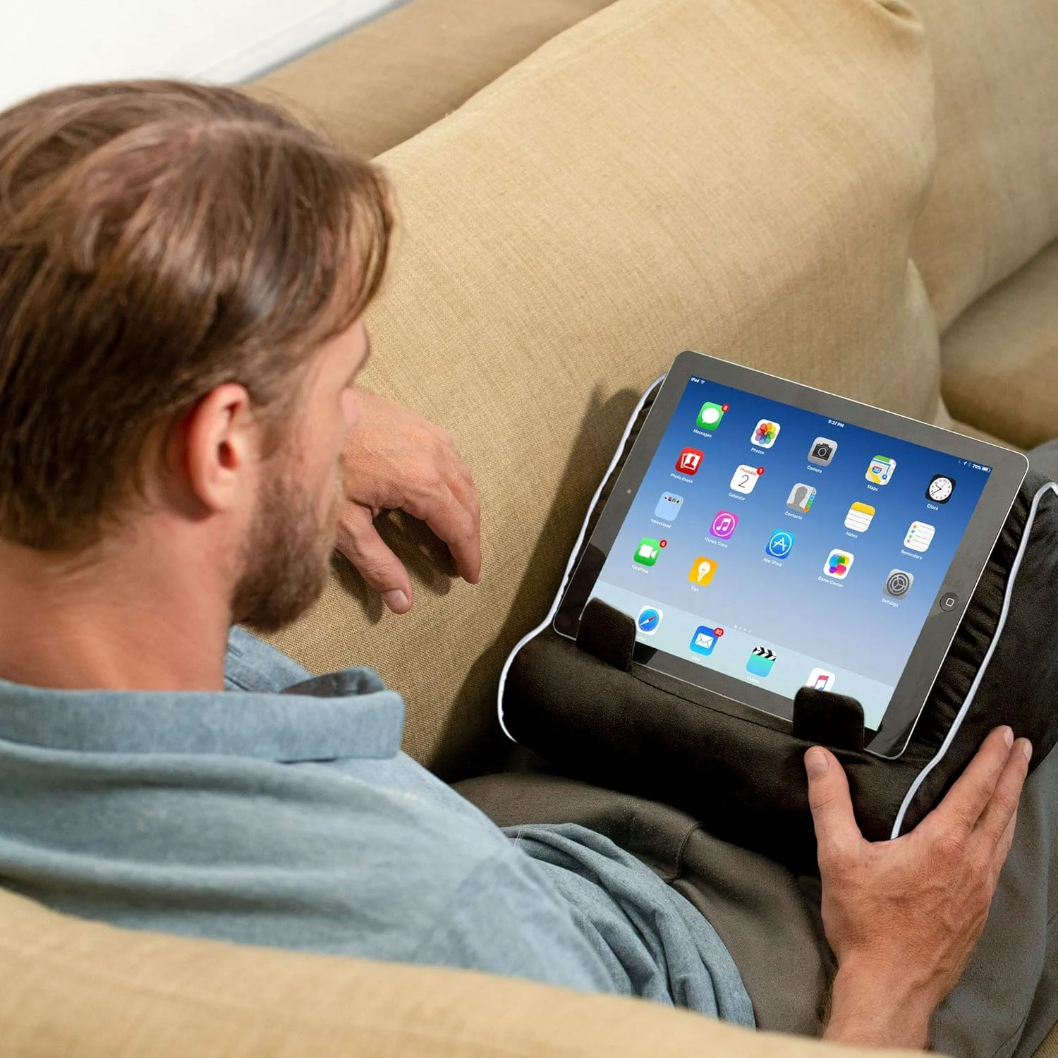 بالشت کتاب و استند تبلت برای خوانندگان و نویسندگان، طرح گل رز - نگهدارنده کتاب بالشتی ممتاز برای مطالعه بدون دست، استند شیک تبلت برای تخت، استند بالشتی کیندل و نگهدارنده آیپد