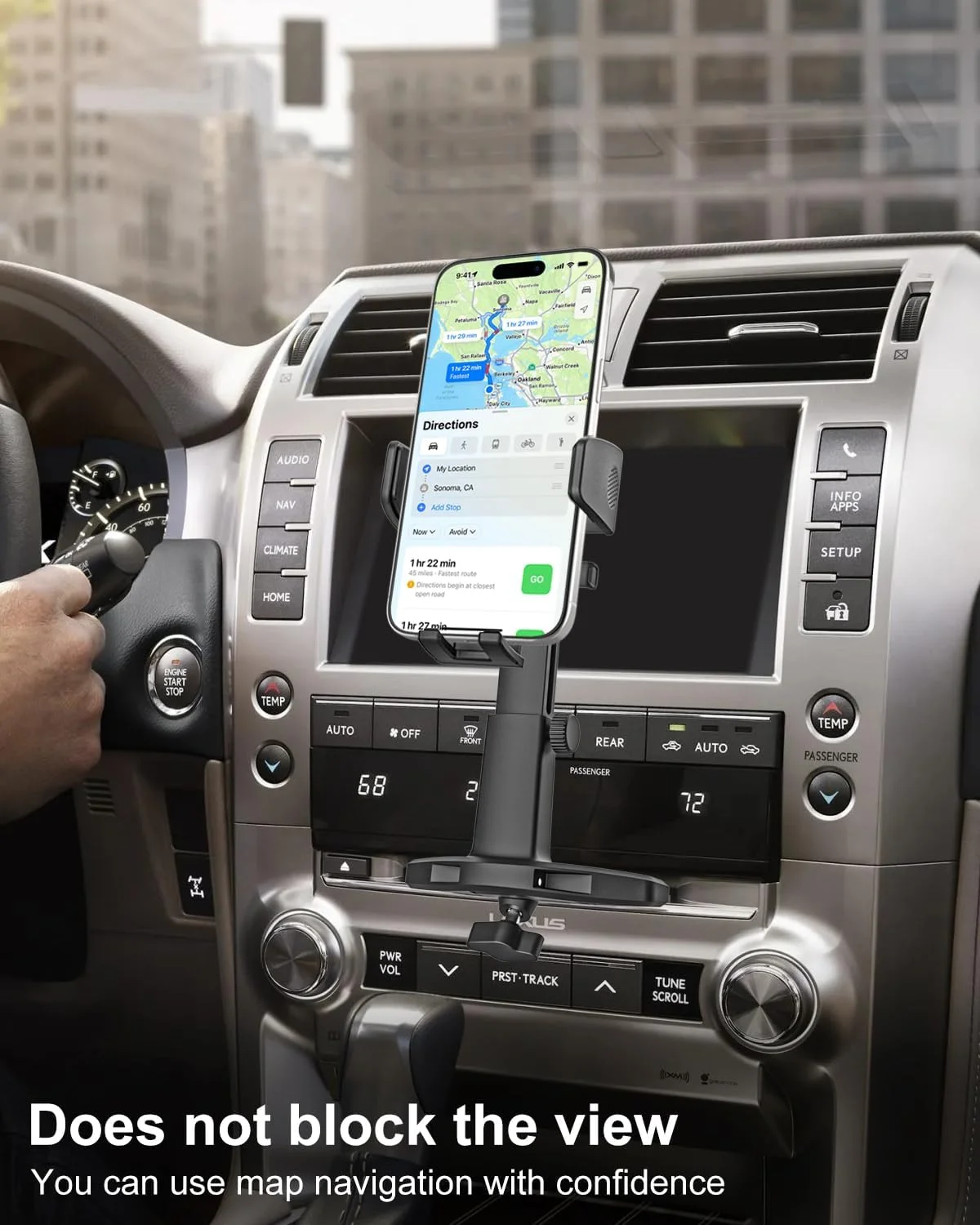 پایه نگهدارنده گوشی موبایل GDZN، قابل نصب در محل CD پلیر خودرو، با قابلیت تنظیم و رهاسازی با یک دکمه، بسیار محکم، مناسب برای گوشی های 4 تا 7 اینچی مانند آیفون 15 پرو مکس 14 13 12 و گلکسی S24 Ultra 23 22